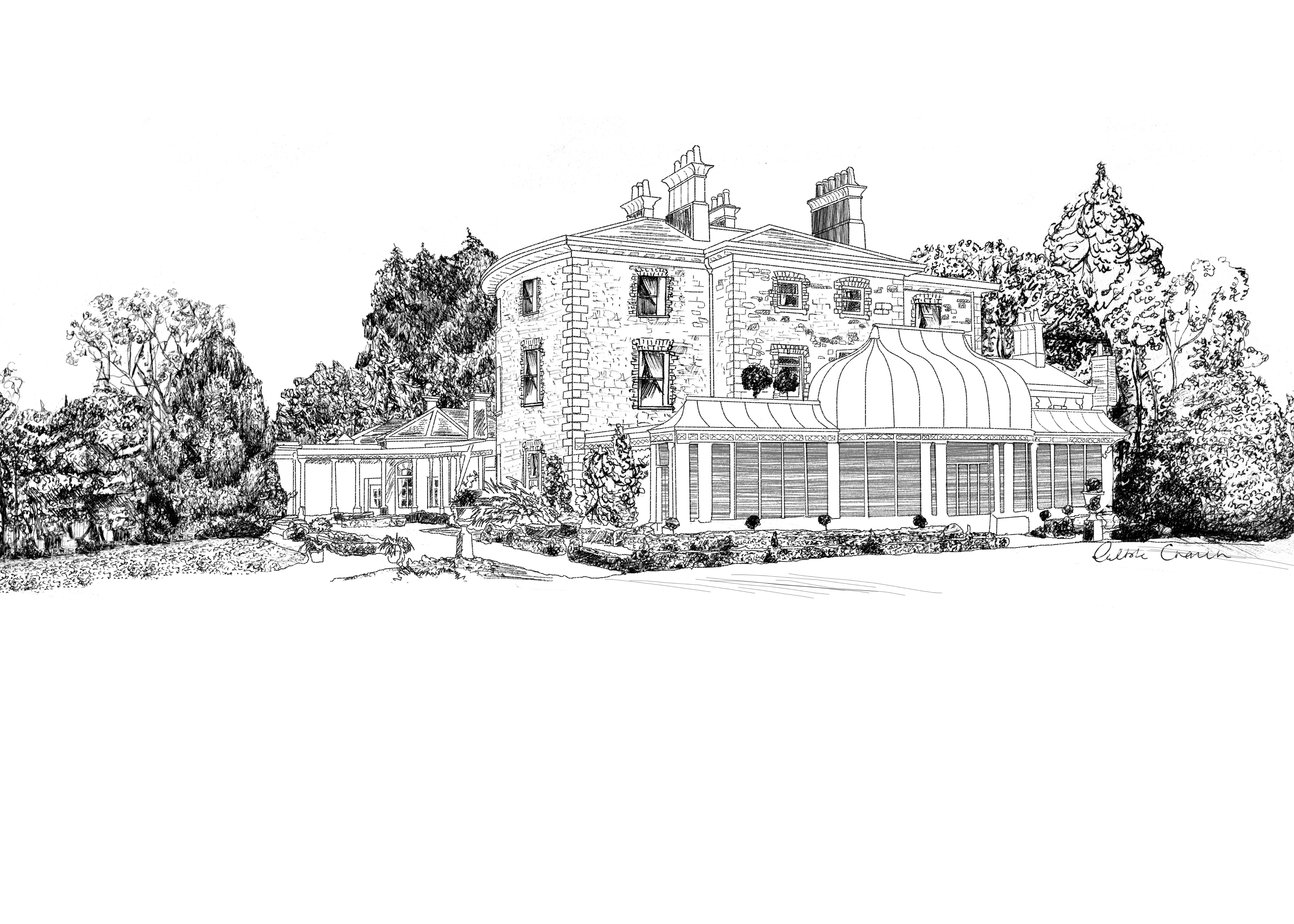 Marlfield House Ink Venue Print