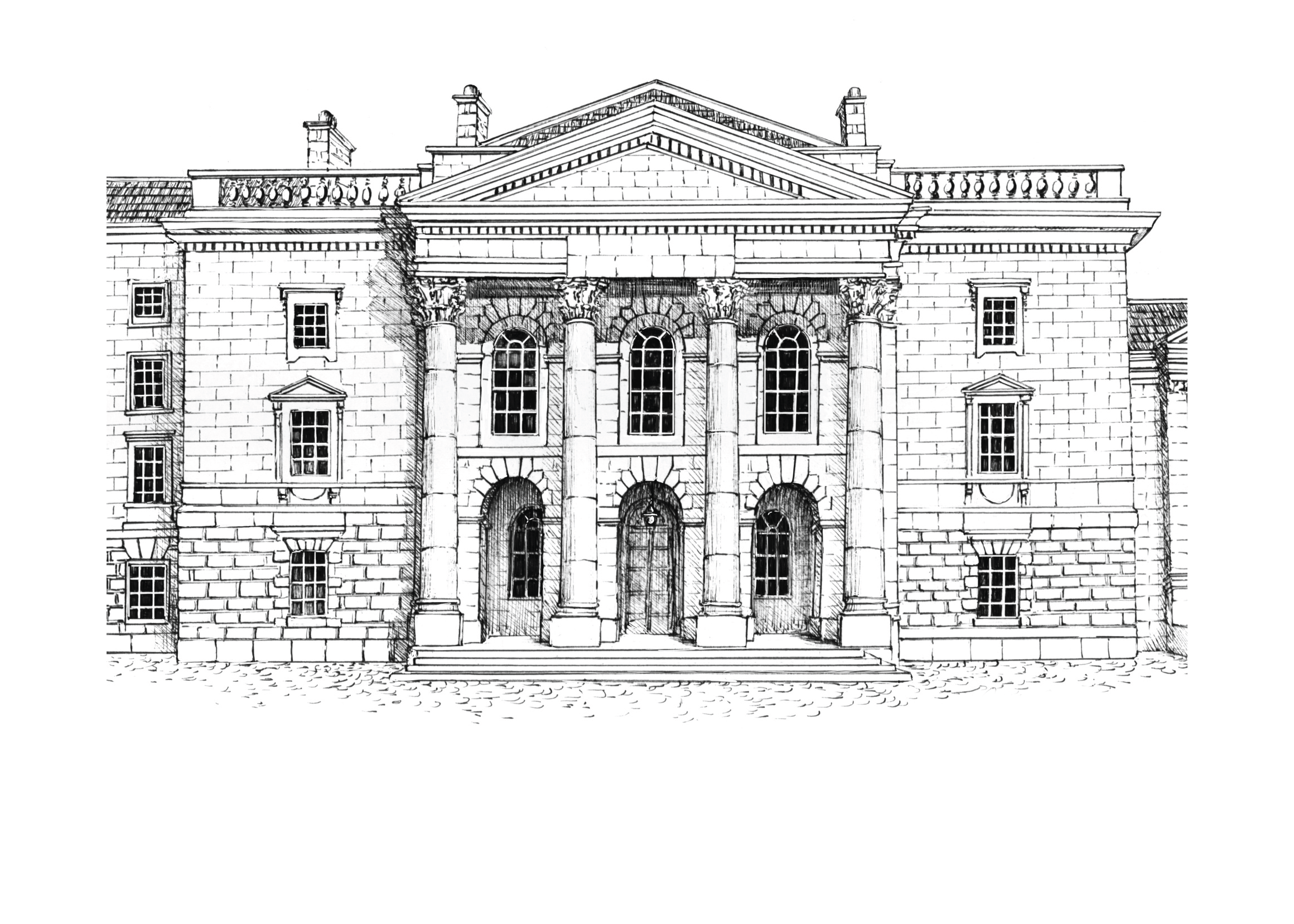 Trinity College Chapel ink illustration