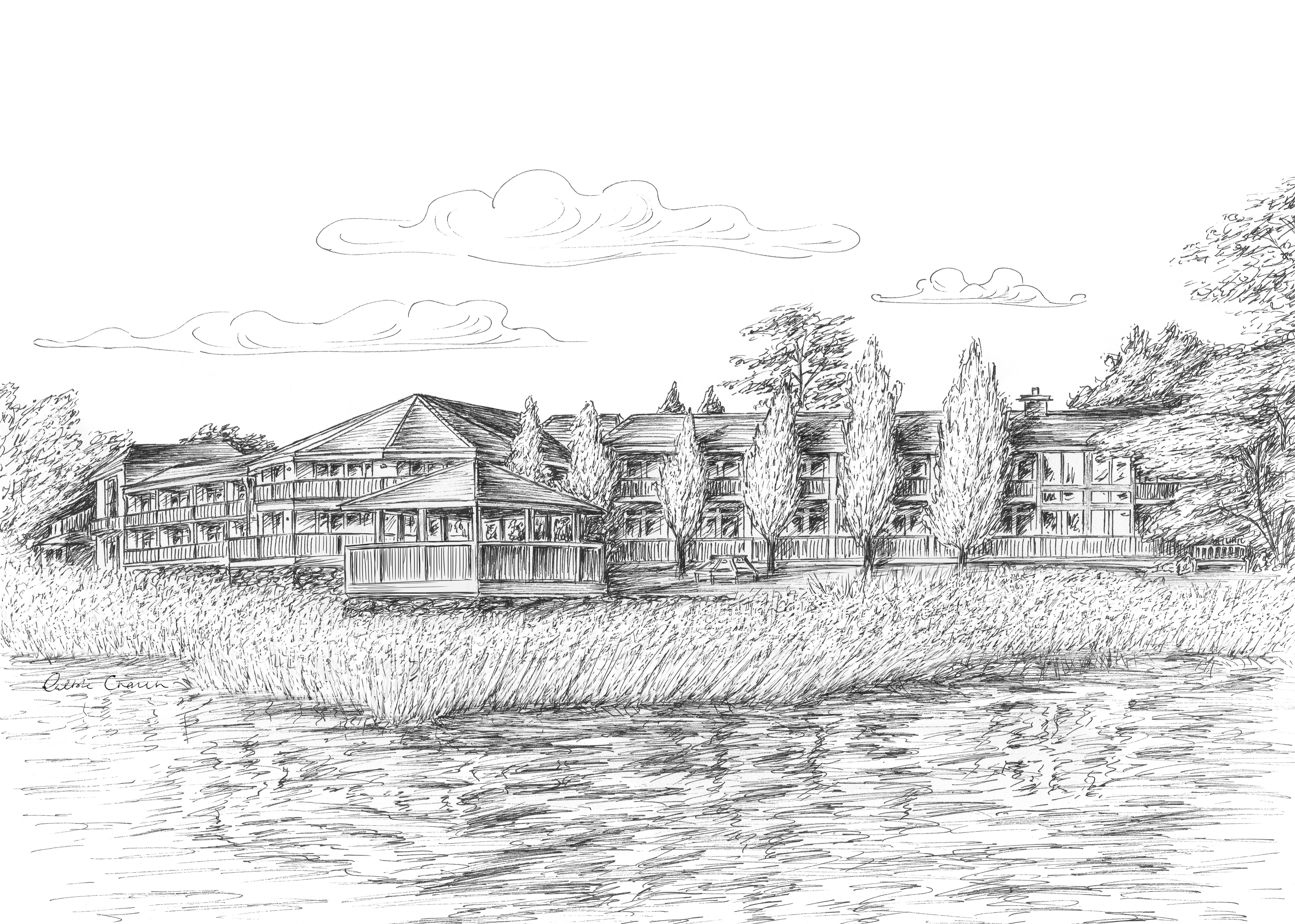 Wineport Lodge Ink Venue Print