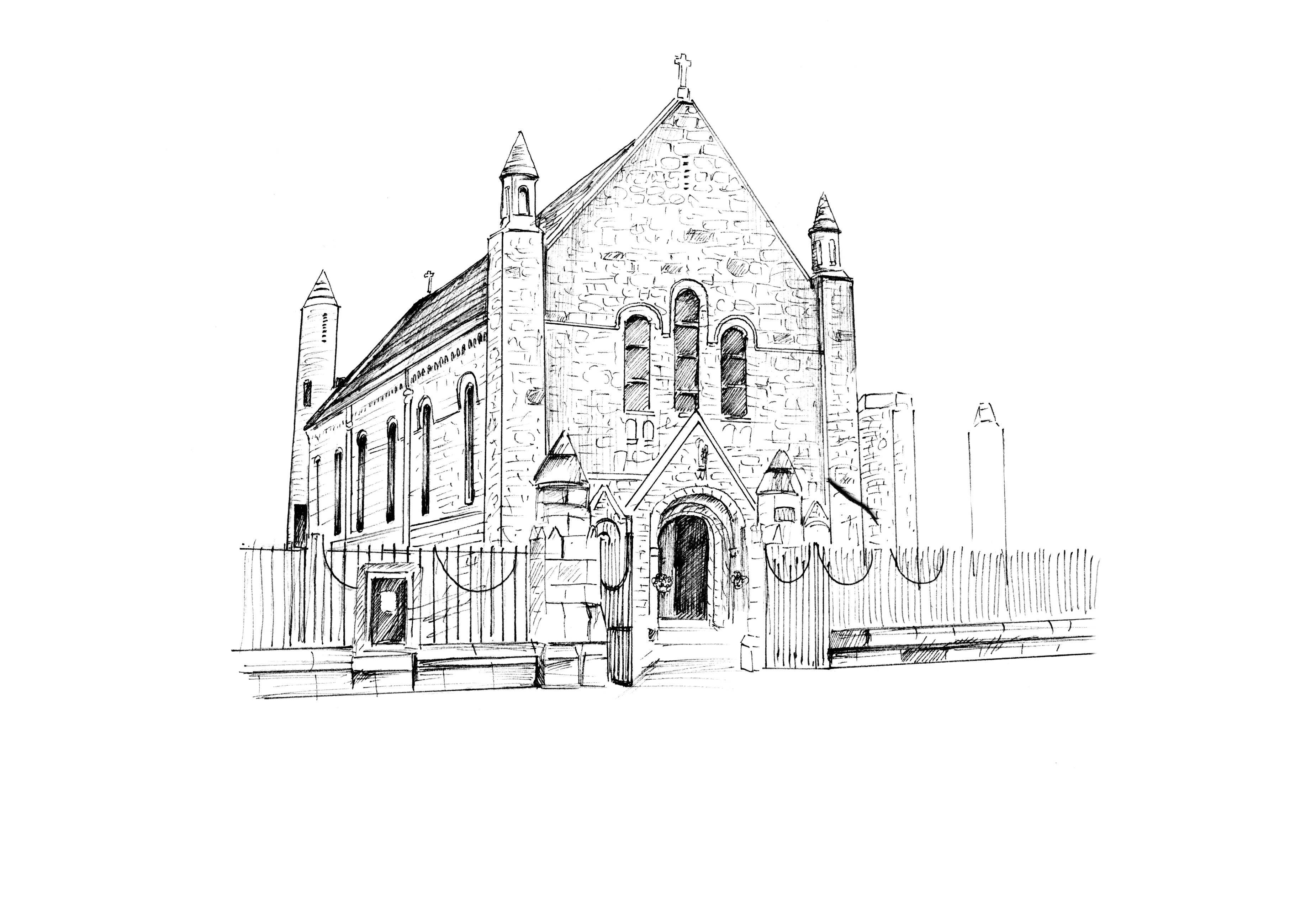 Honan Chapel Cork Ink Venue Print