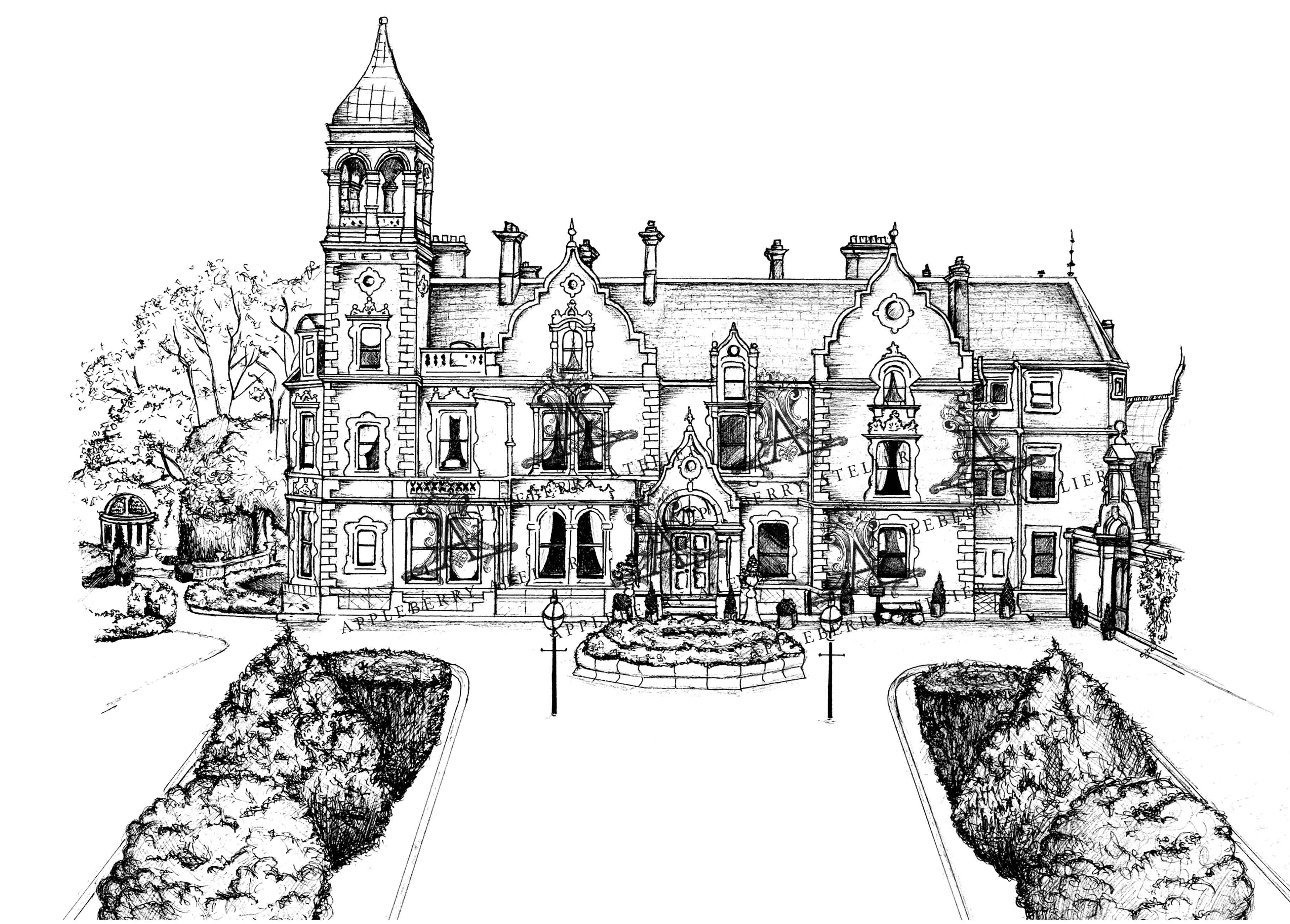 Killashee Hotel Ink Venue Print