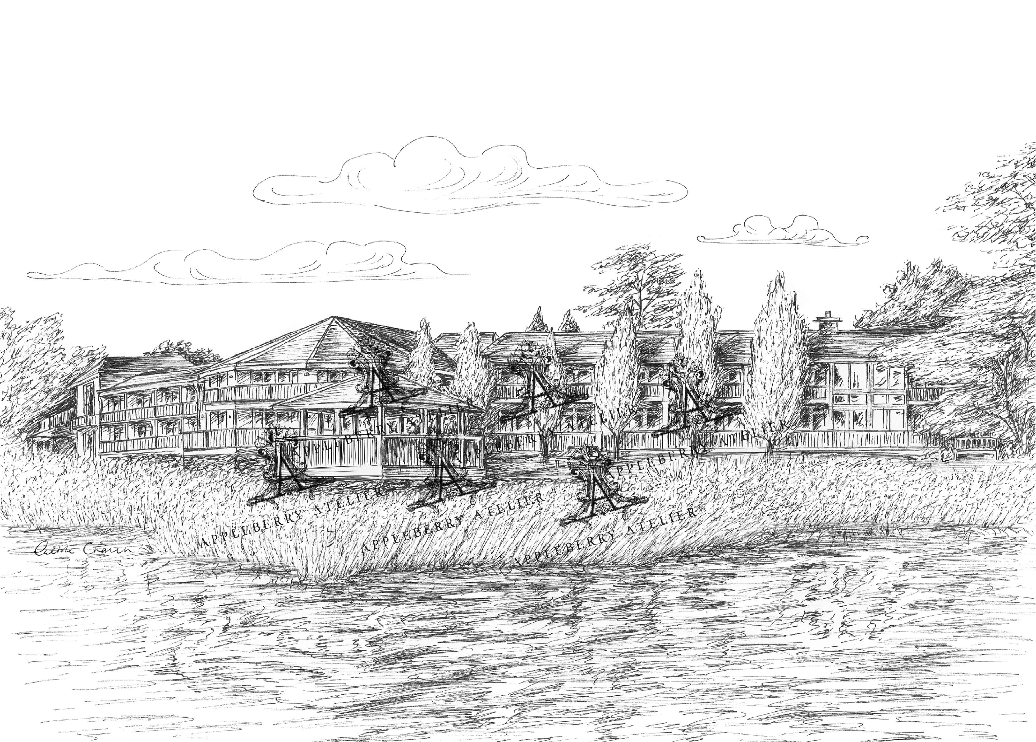 Wineport Lodge Ink Venue Print