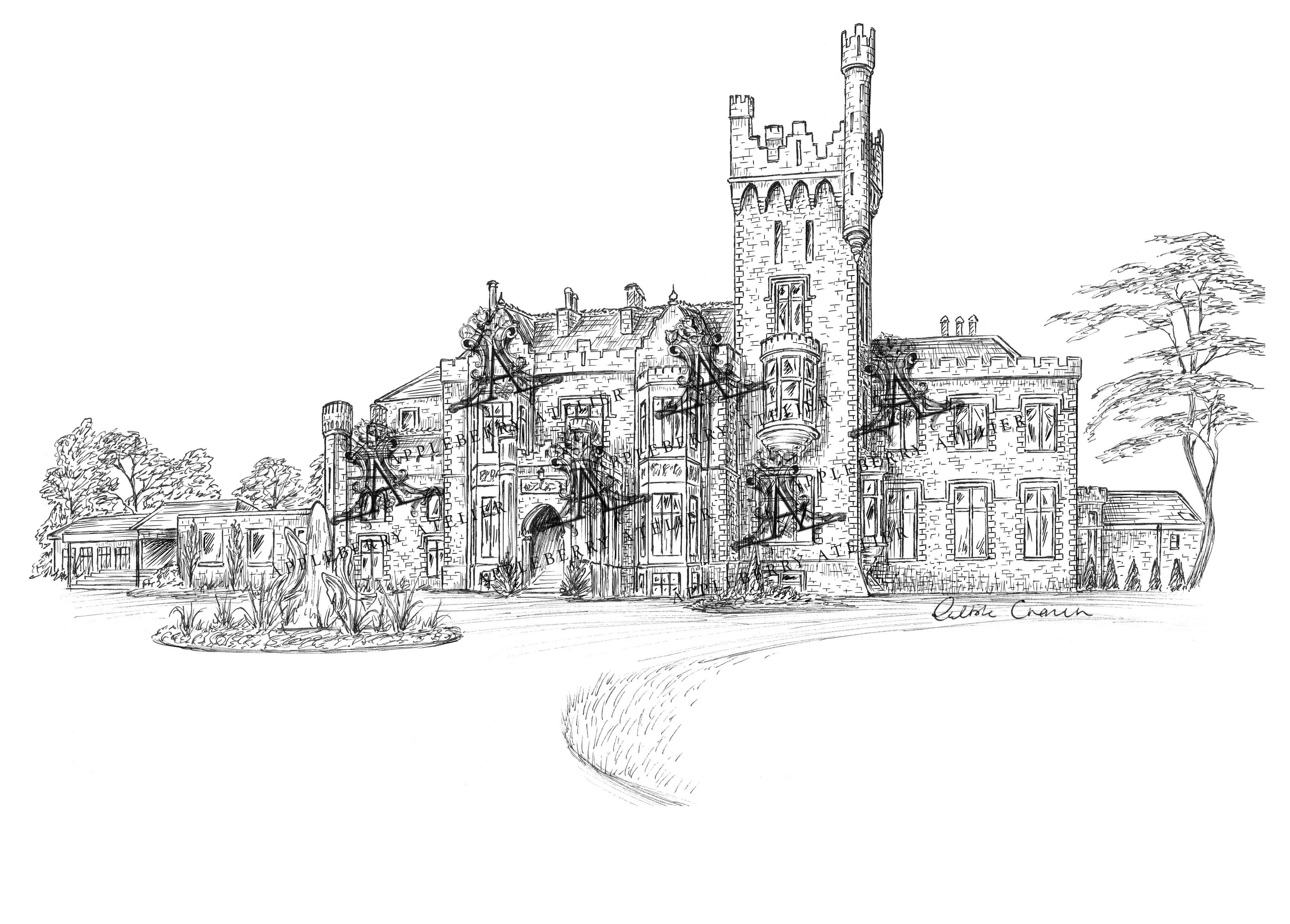 Lough Eske Castle Ink Venue Print