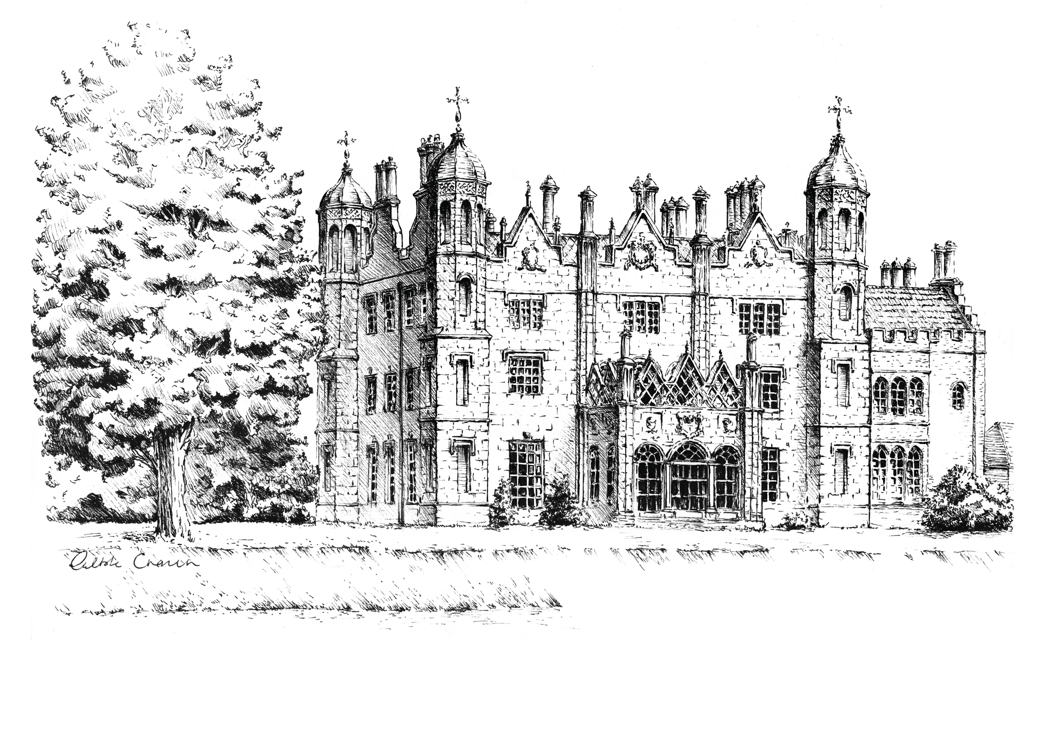 Glenarm Castle Ink Venue Print