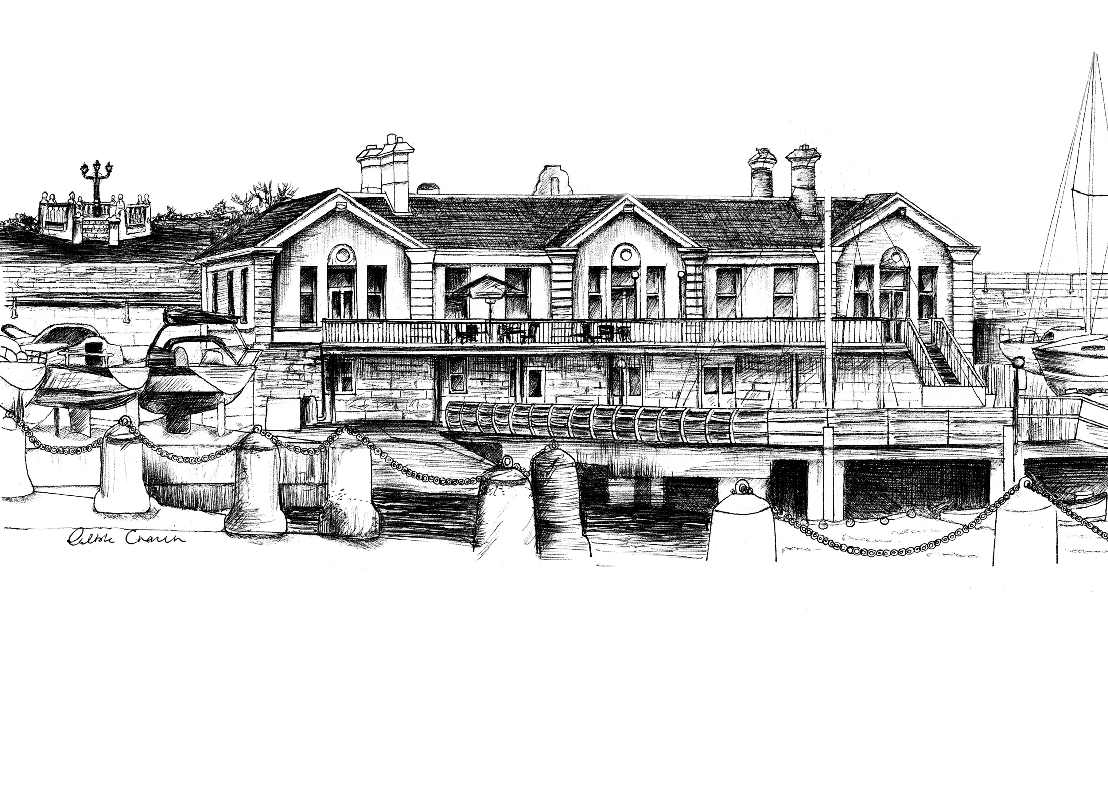 Royal St George Yacht Club Ink Venue Print
