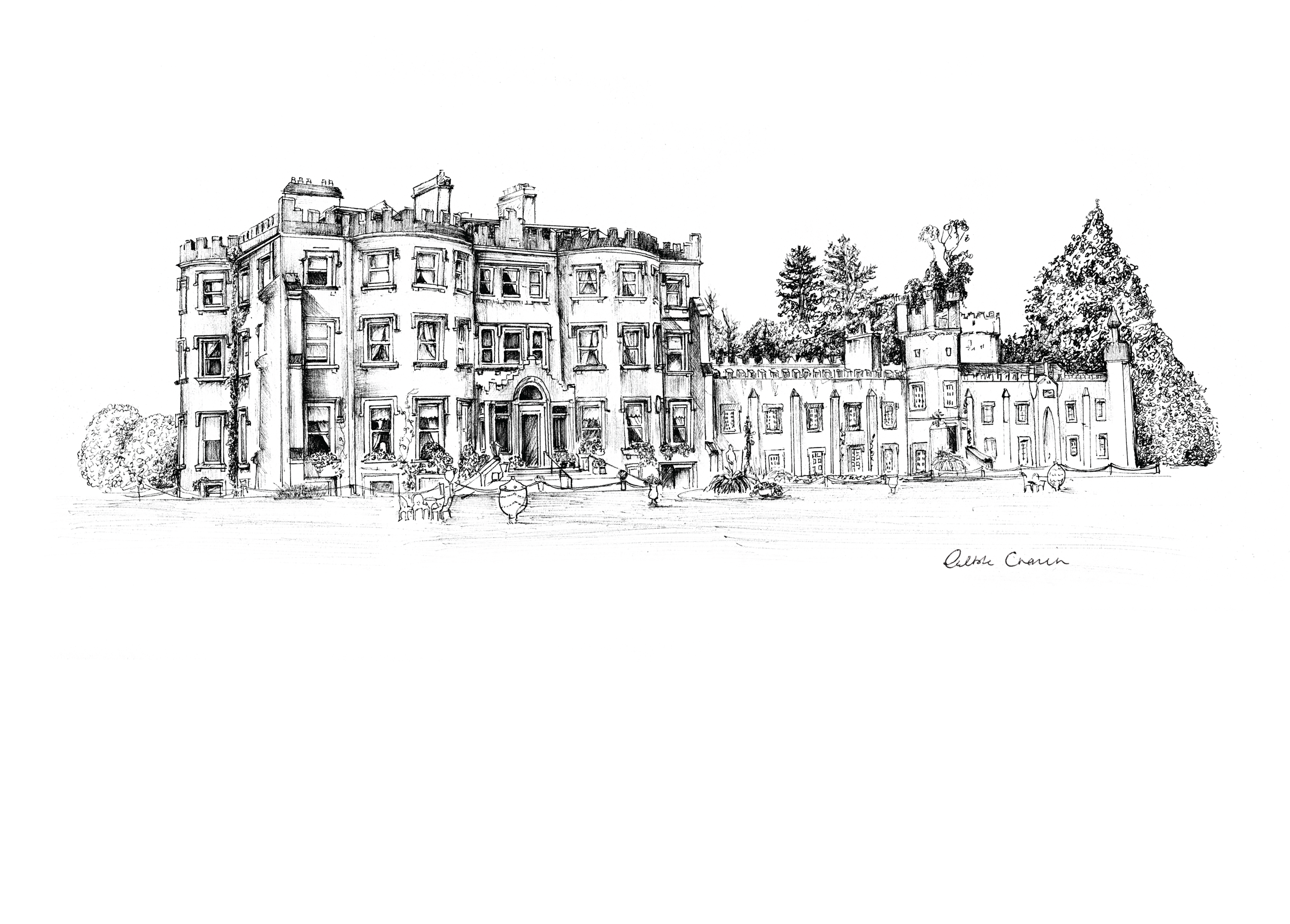 Ballyseede Castle Ink Venue Print