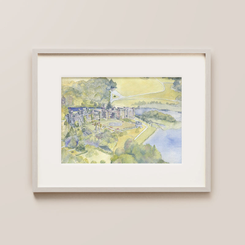 Ashford Castle,Mayo Watercolor Painting, Wedding, Annivesary, Birthday Gift, Or Keepsake Include Names And Dates