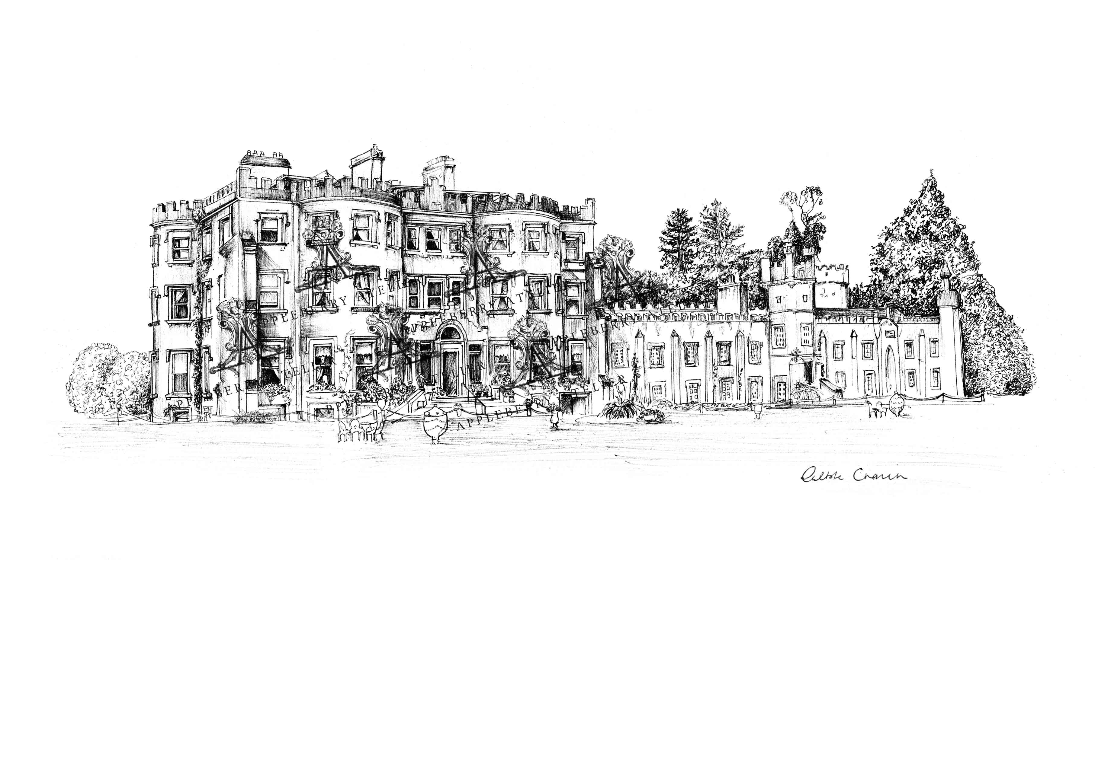 Ballyseede Castle Ink Venue Print