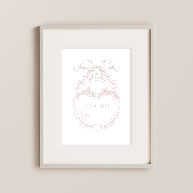 Personalised Keepsake Nursery Print, with Classic crest and baby details