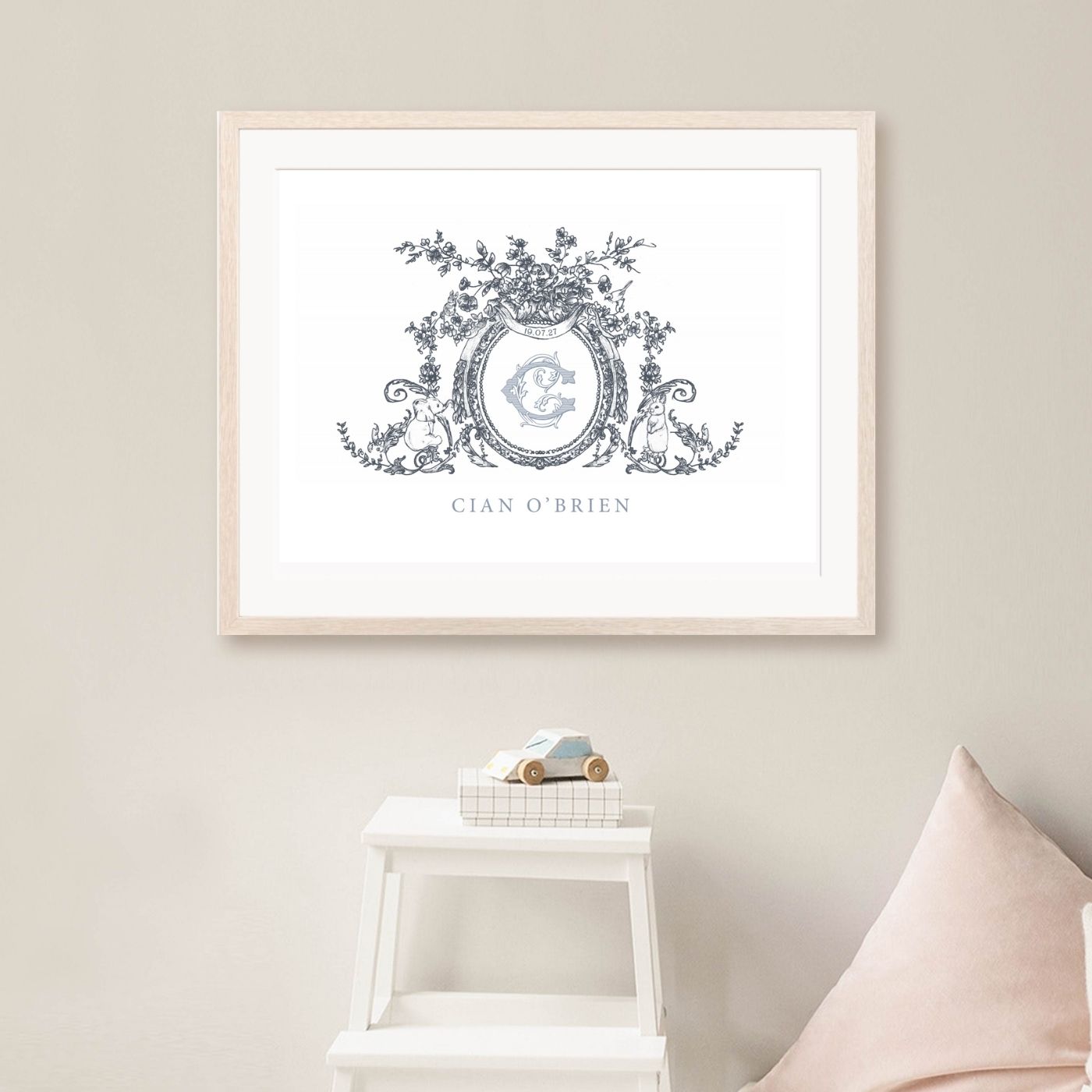 Classic Blue Crest Nursery Prints