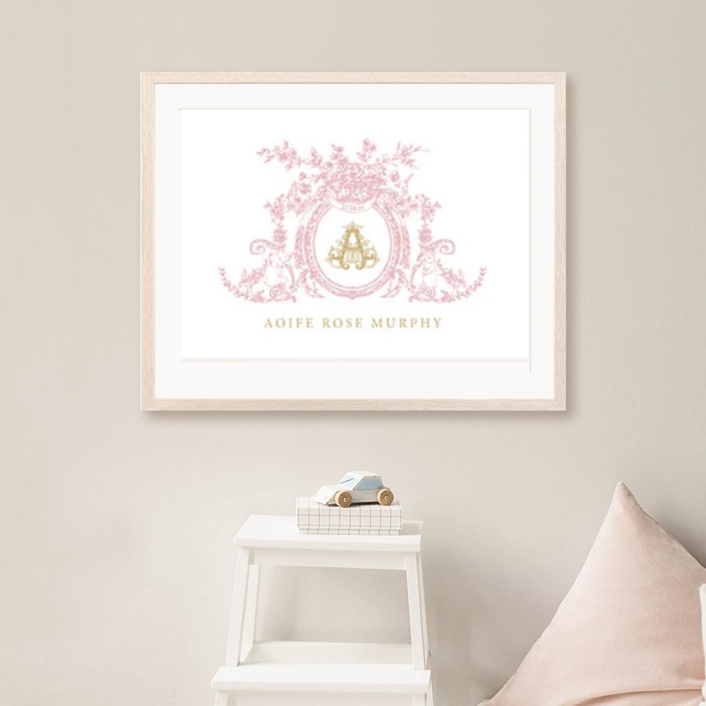 Classic Pink Crest Nursery Prints