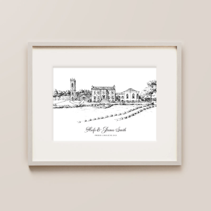 Glenlo Abbey Hotel & Estate, Galway, Framed art ink print