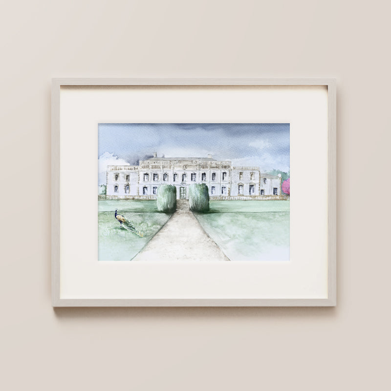 Gloster House Offaly, Watercolour Wedding Venue Painting, Wedding Or 1st Anniversary Gift With Couples Names And Wedding Date