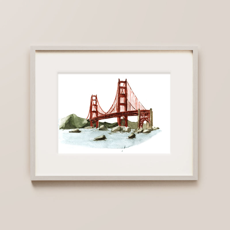 Golden Gate Bridge, San Francisco, Watercolour Paint, Gift Or Keepsake
