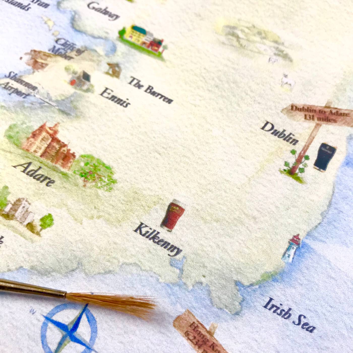 Watercolour Map of Ireland