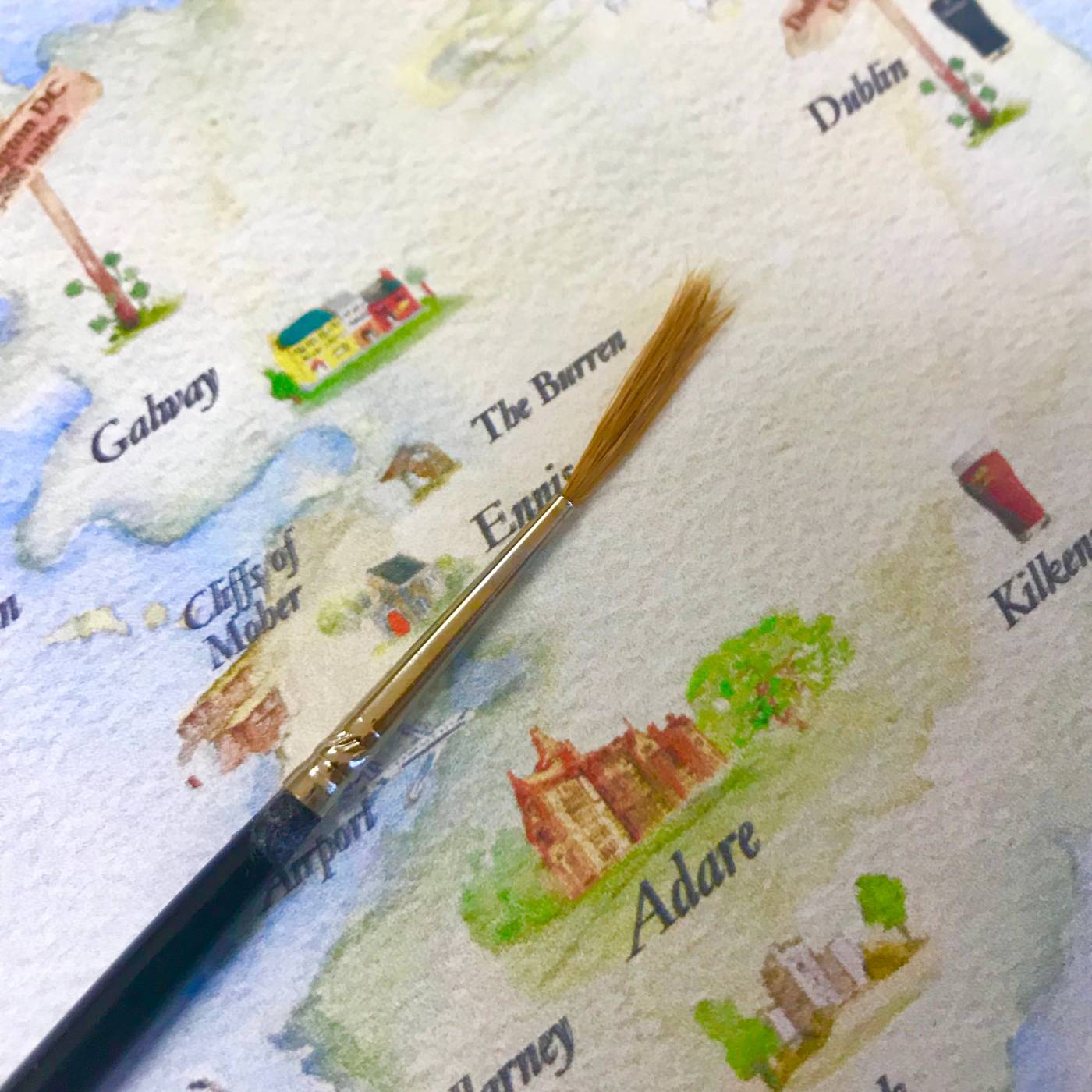 Watercolour Map of Ireland