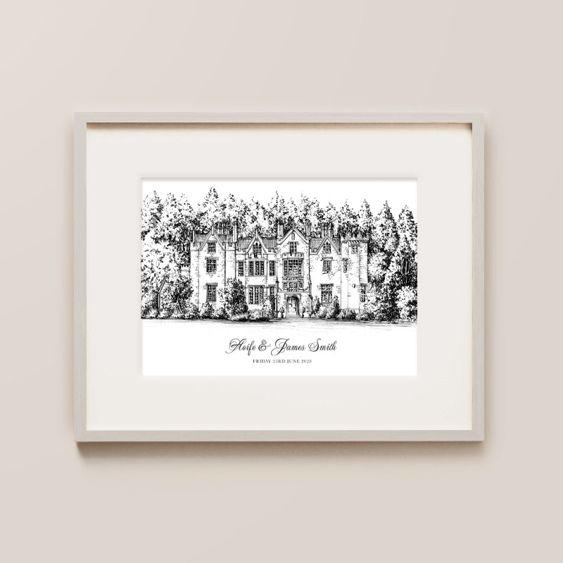 Kinnitty Castle Hotel, Offaly, Ink Print