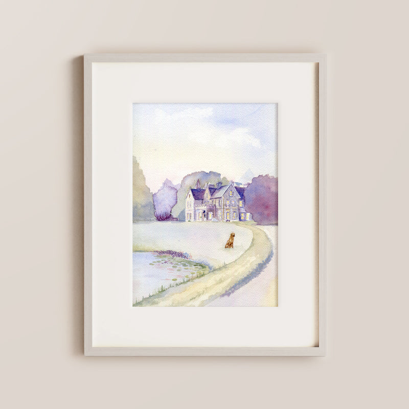 Mount Falcon Co Mayo, Irish Watercolour Painting, Wedding, Anniversary, Birthday Gift Or Keepsake Include Name & Dates