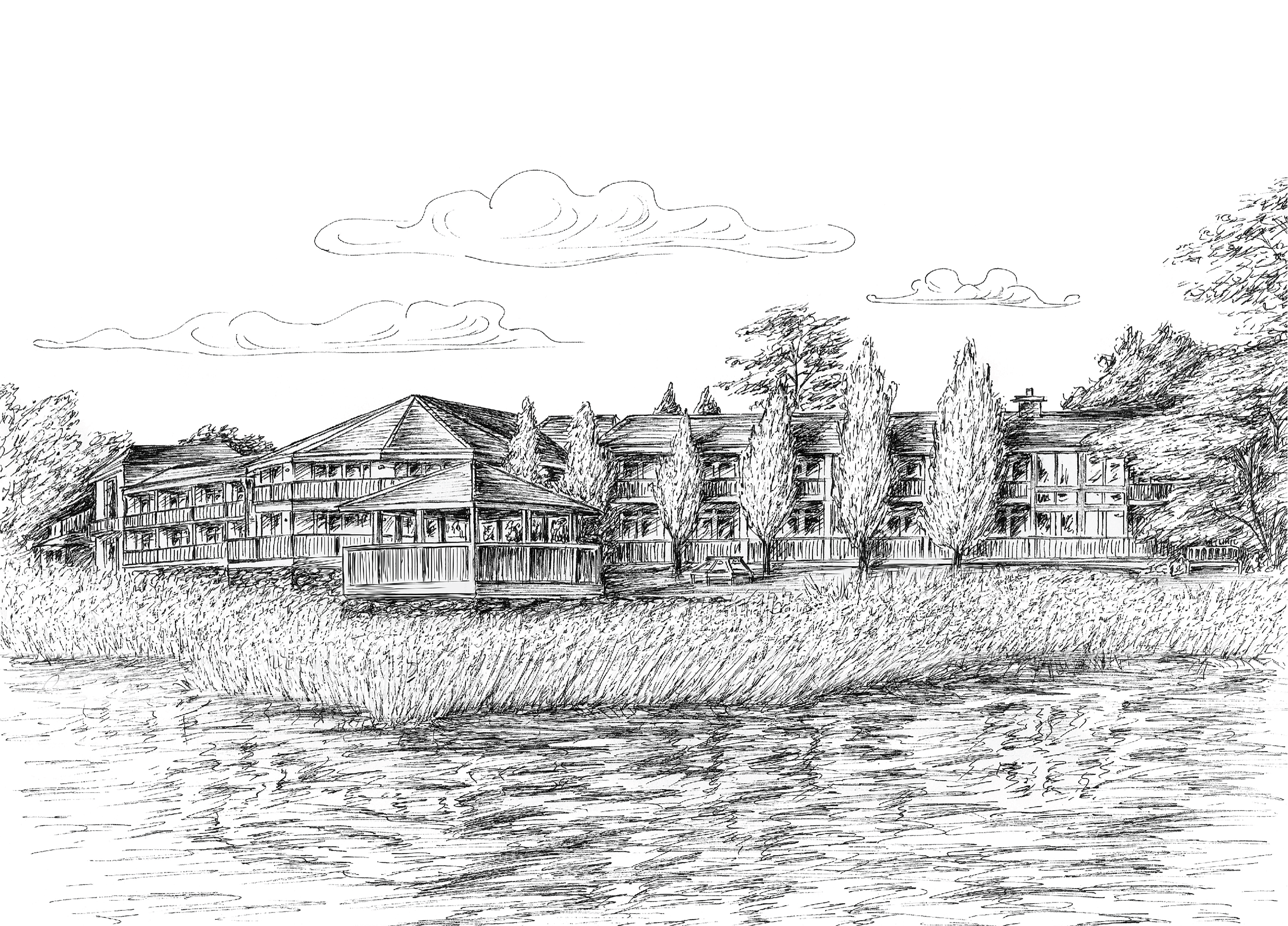 Wineport Lodge Ink Venue Print