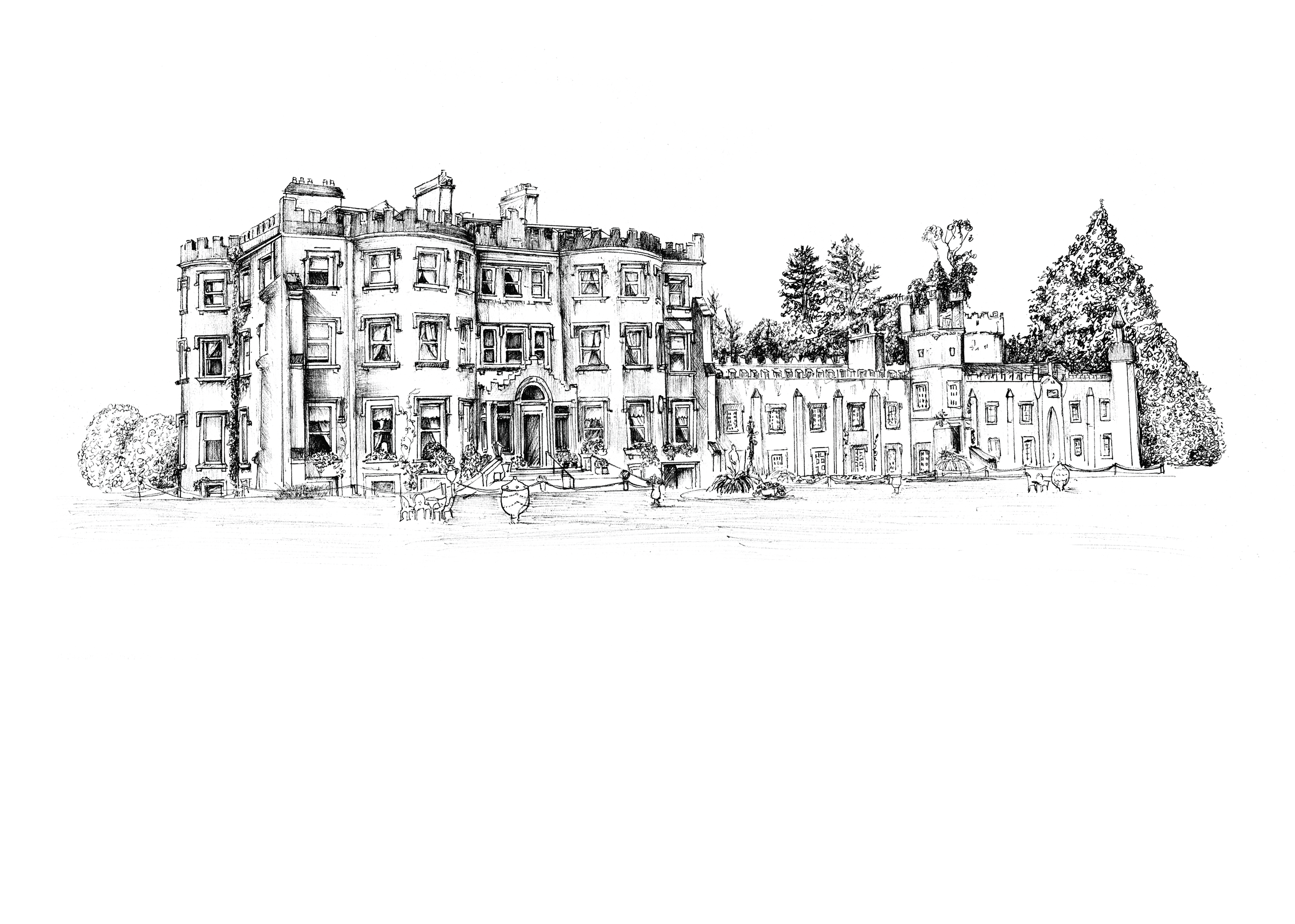 Ballyseede Castle Ink Venue Print