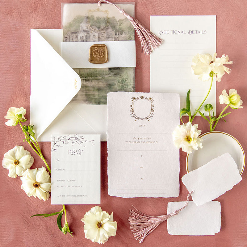Plain Vintage Romance Diy Wedding Invitation Kit