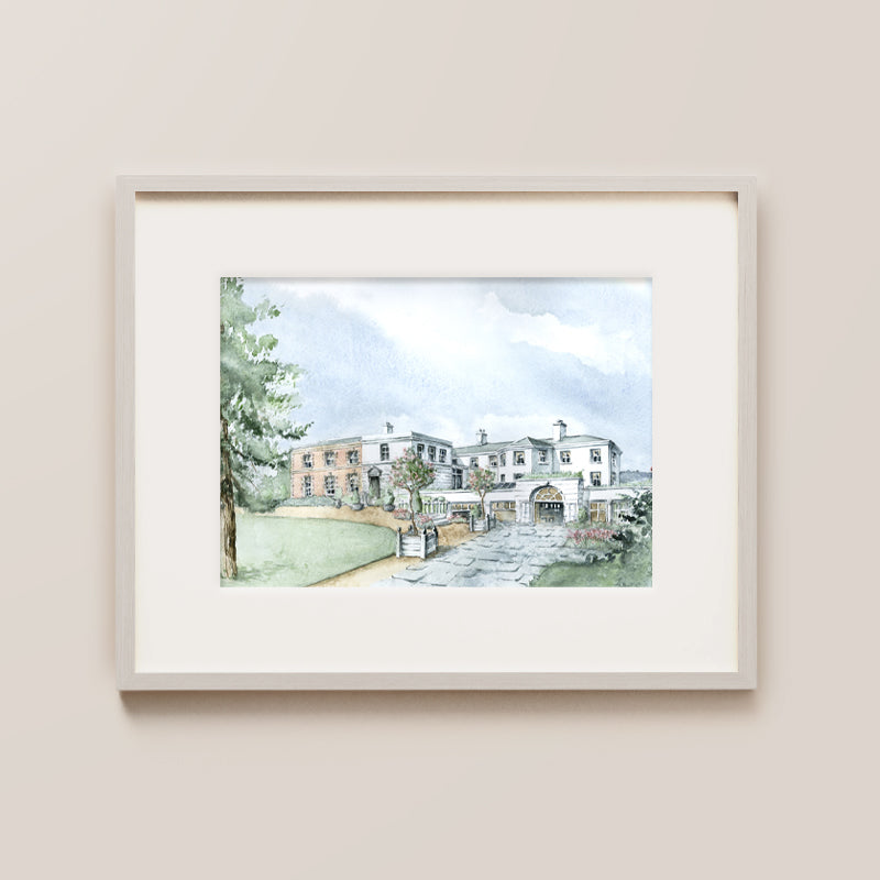 Tankardstown House Ireland In Watercolor, Artwork Print