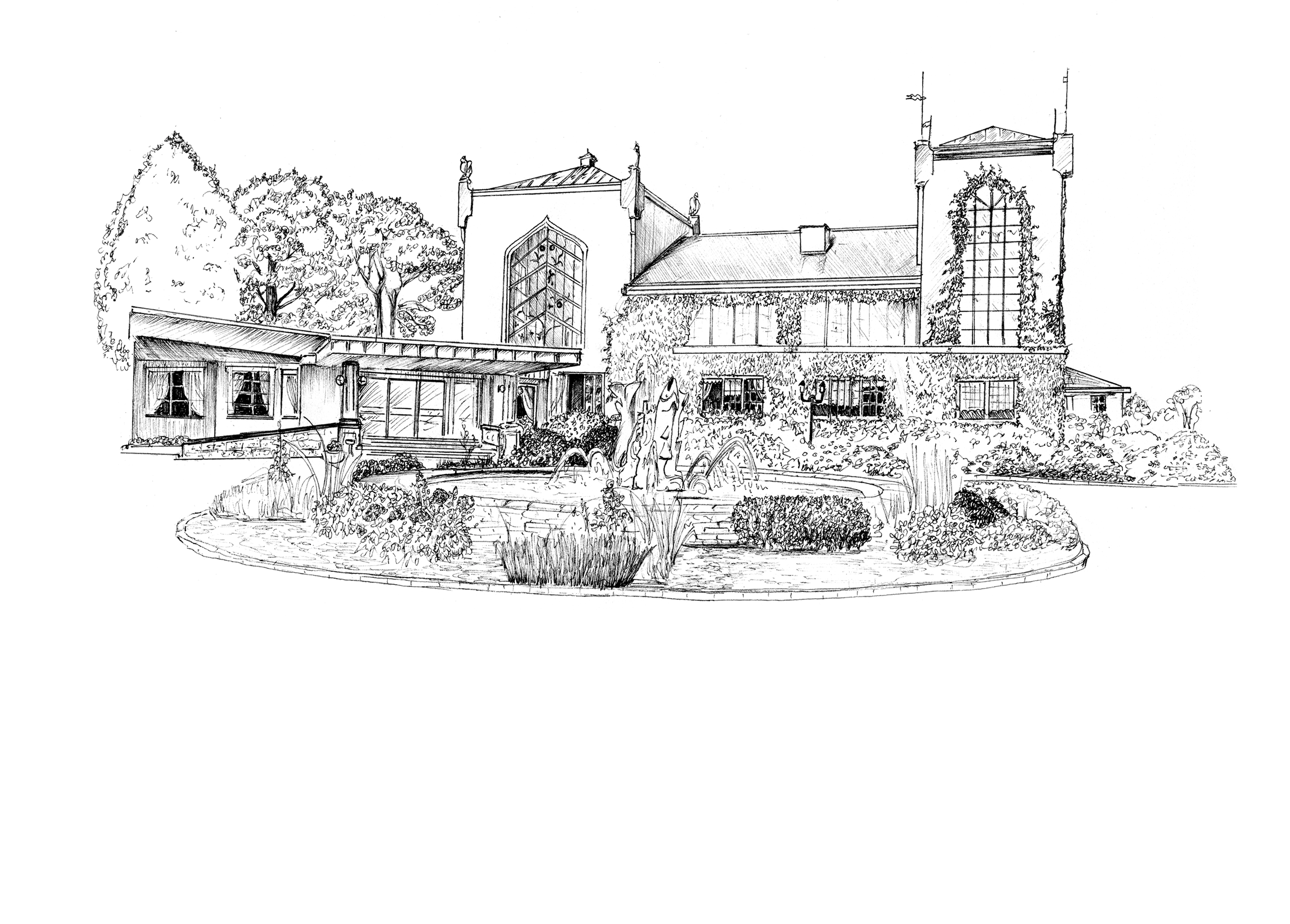 The Dunloe Hotel & Gardens Ink Venue Print