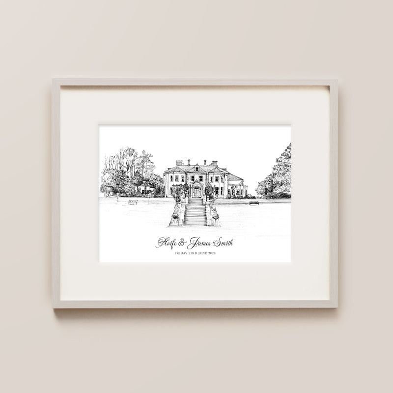 Tinakilly House personalised with couples wedding date and framed