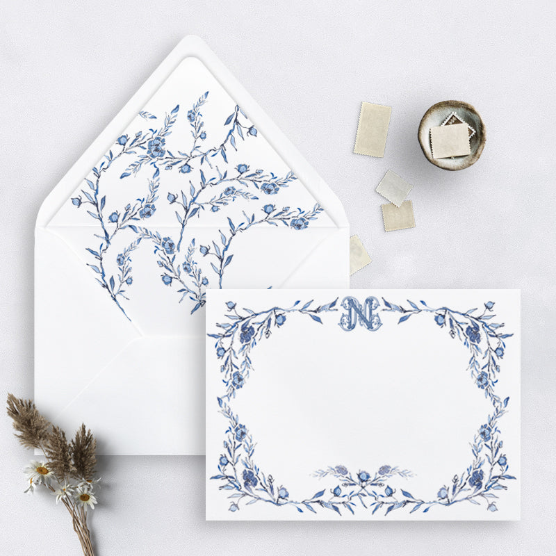Vintage Blue personlised notelet