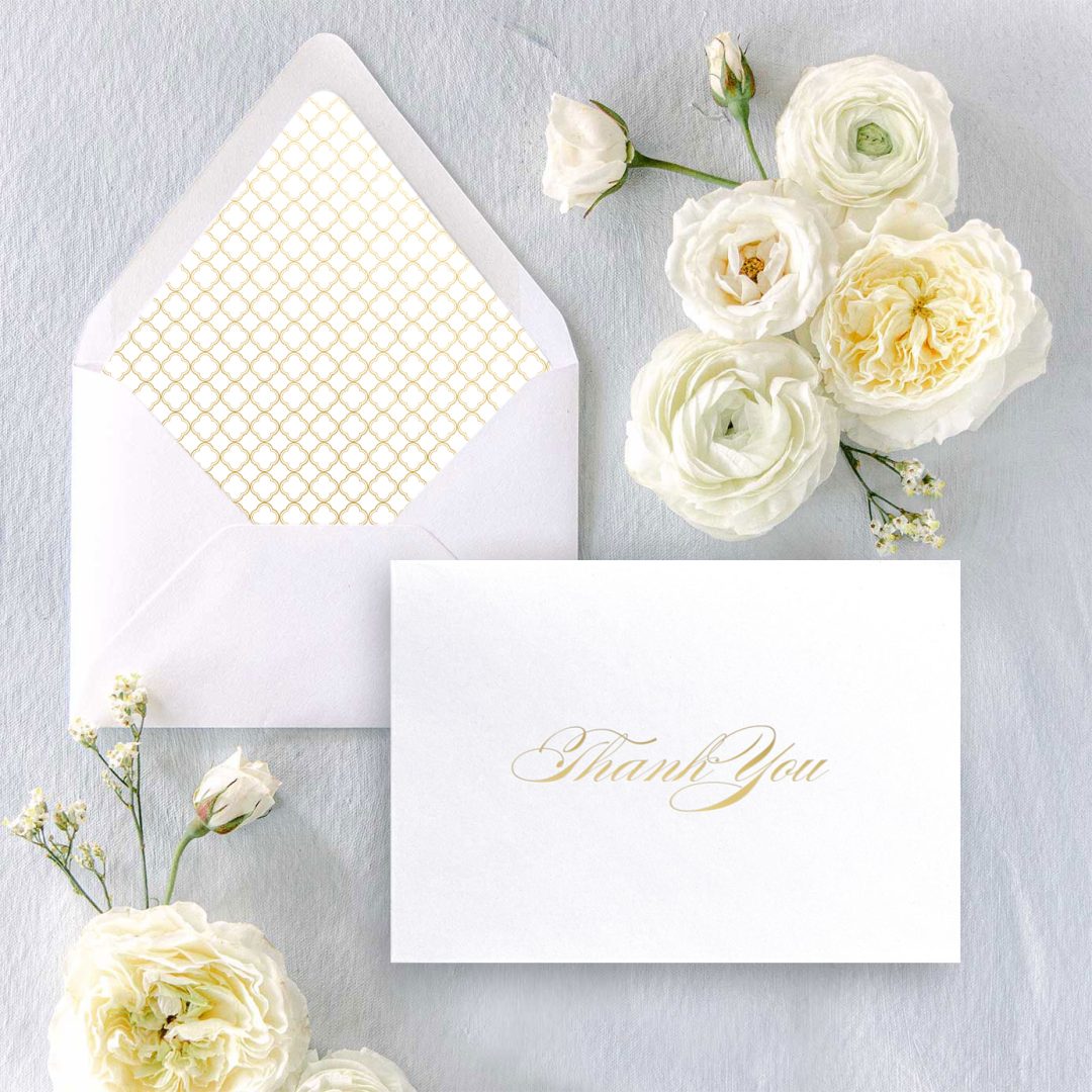 Luxury gold foil thank you card.