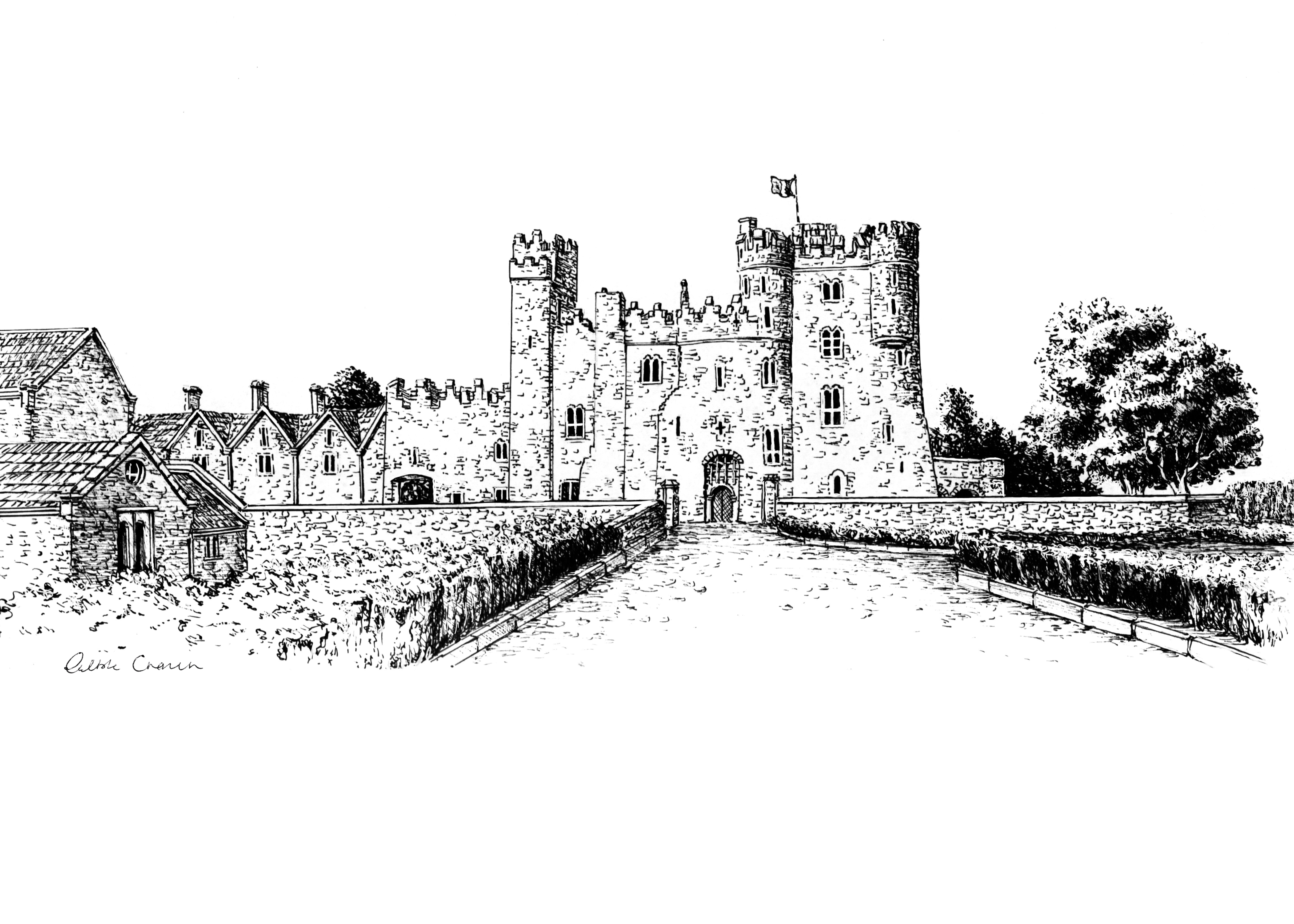 Kilkea Castle Ink Venue Print