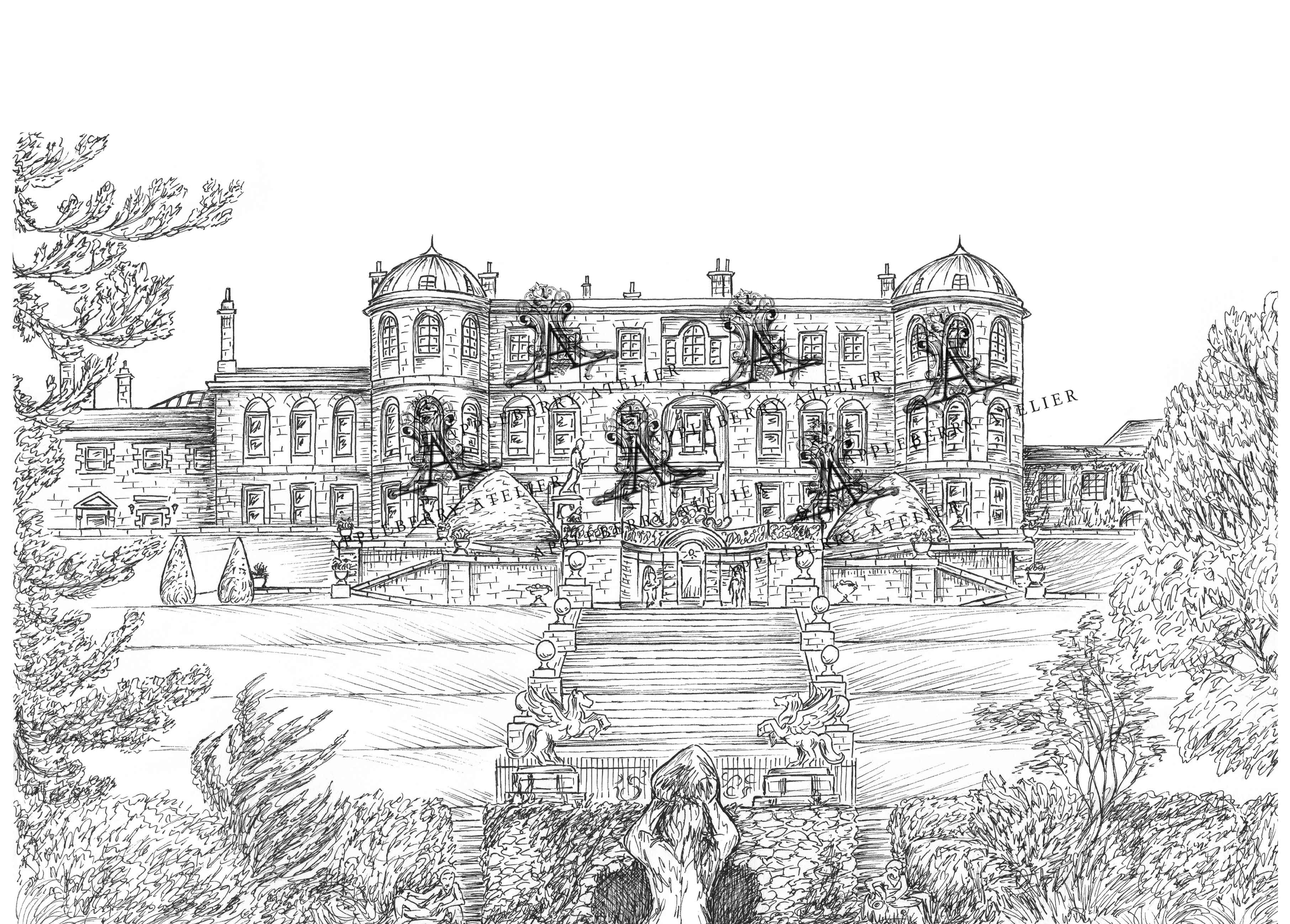 Powerscourt House Ink Venue Print