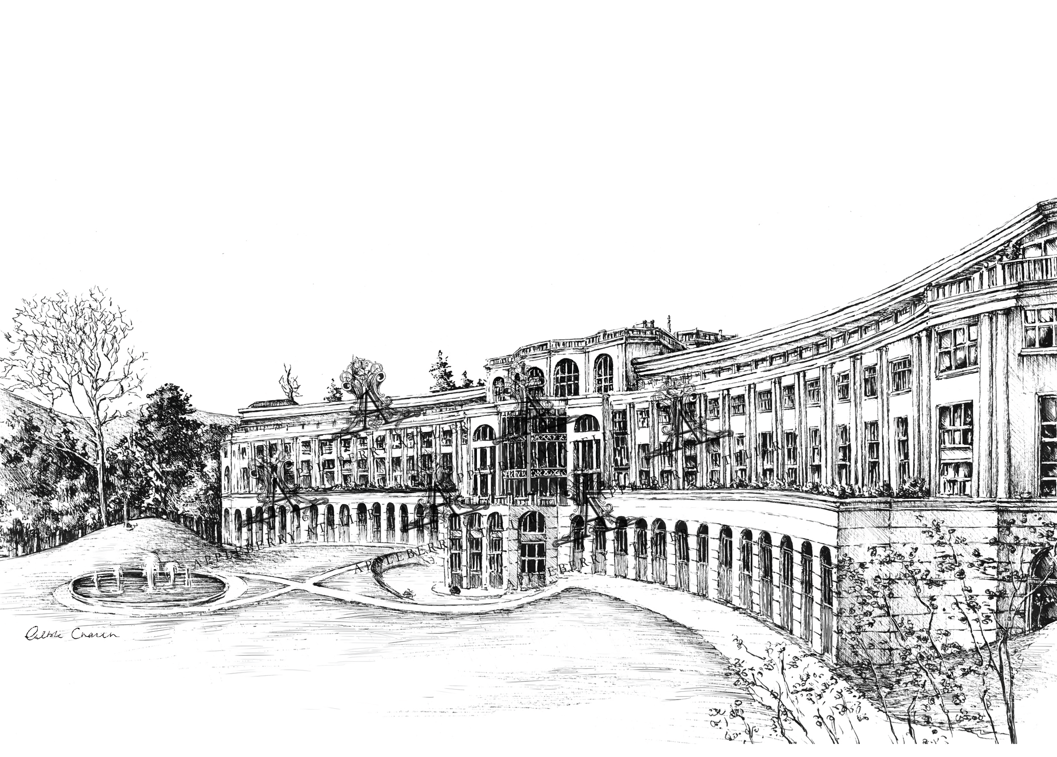 Powerscourt Hotel Ink Venue Print