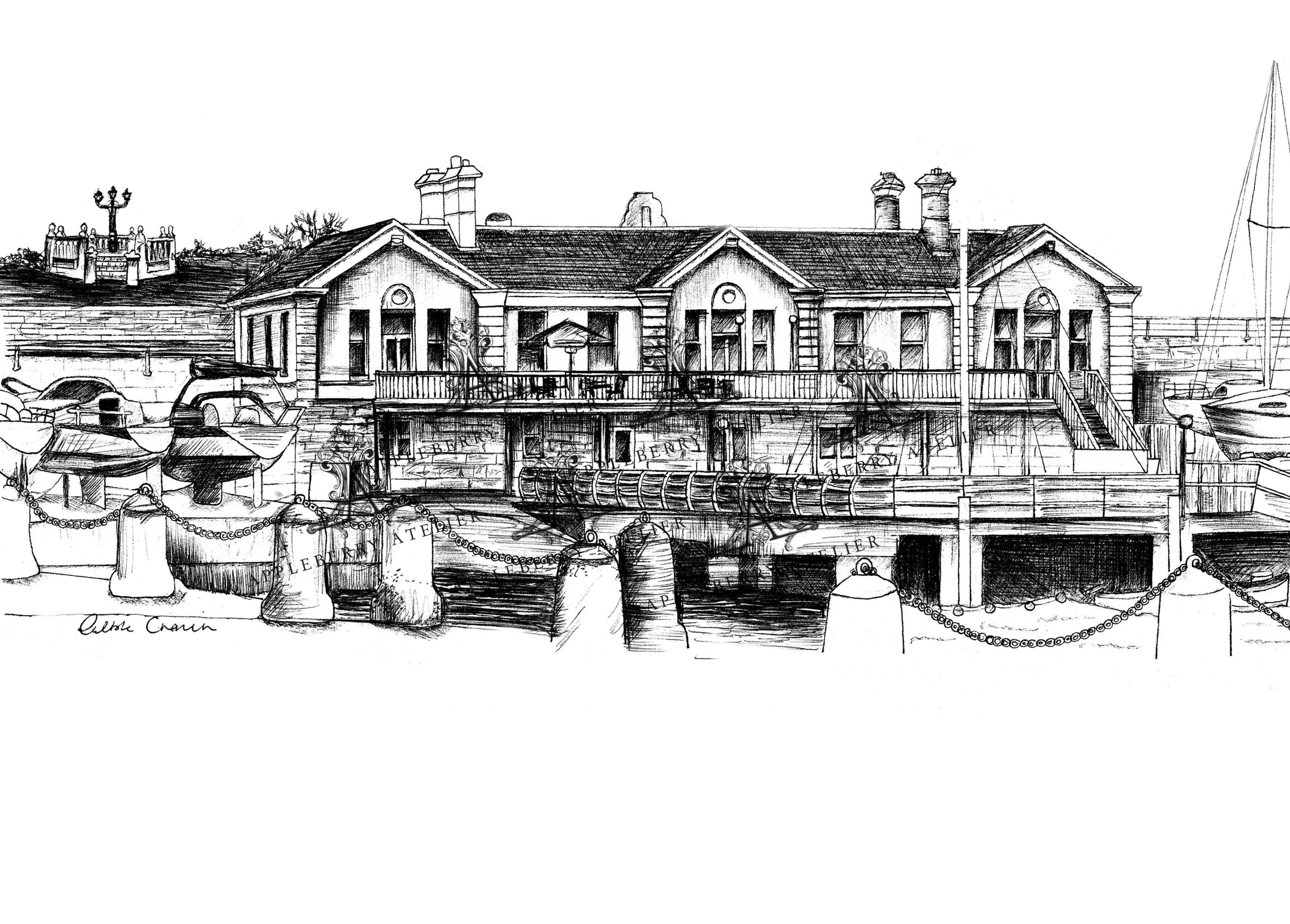 Royal St George Yacht Club Ink Venue Print