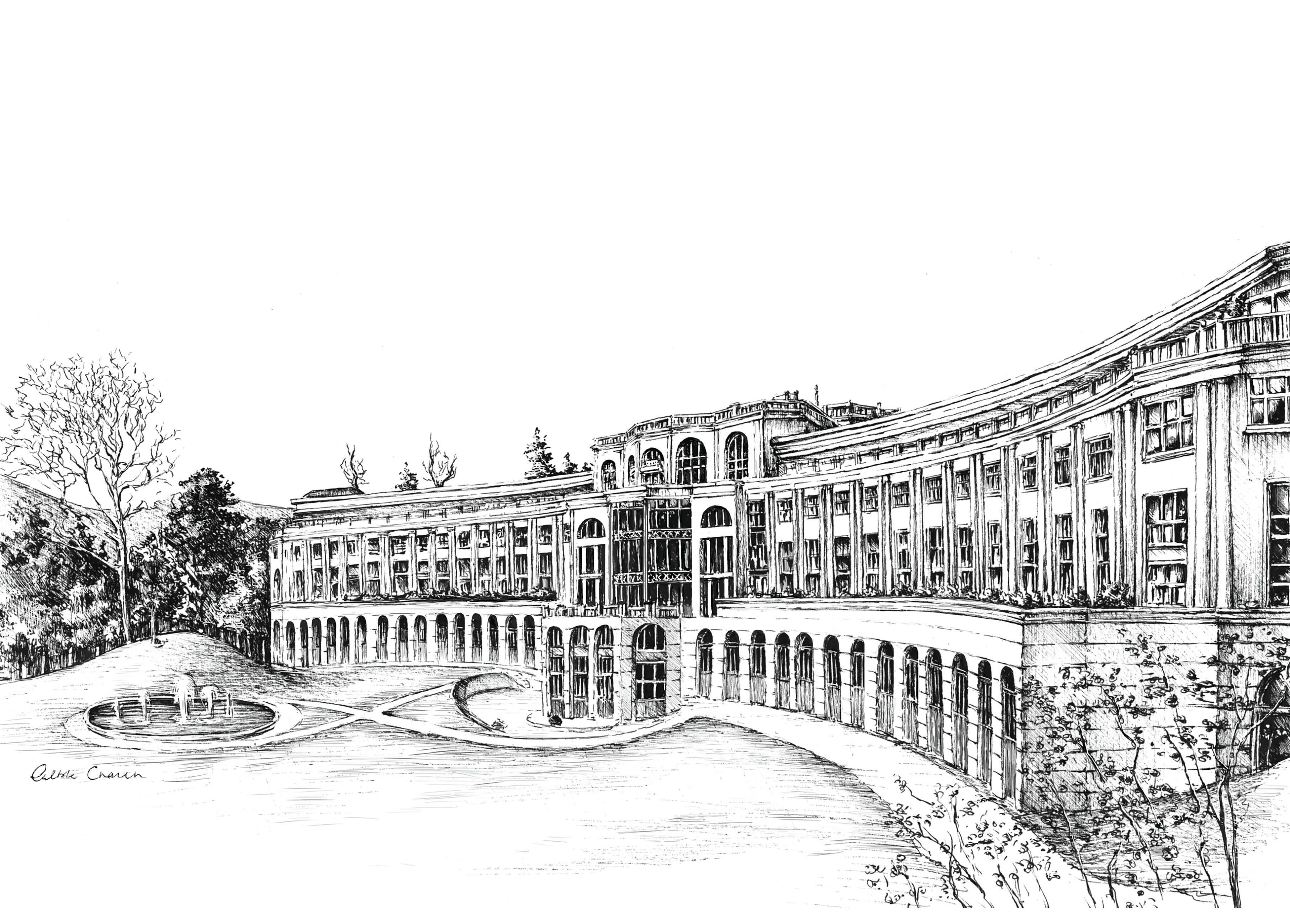 Powerscourt Hotel Ink Venue Print
