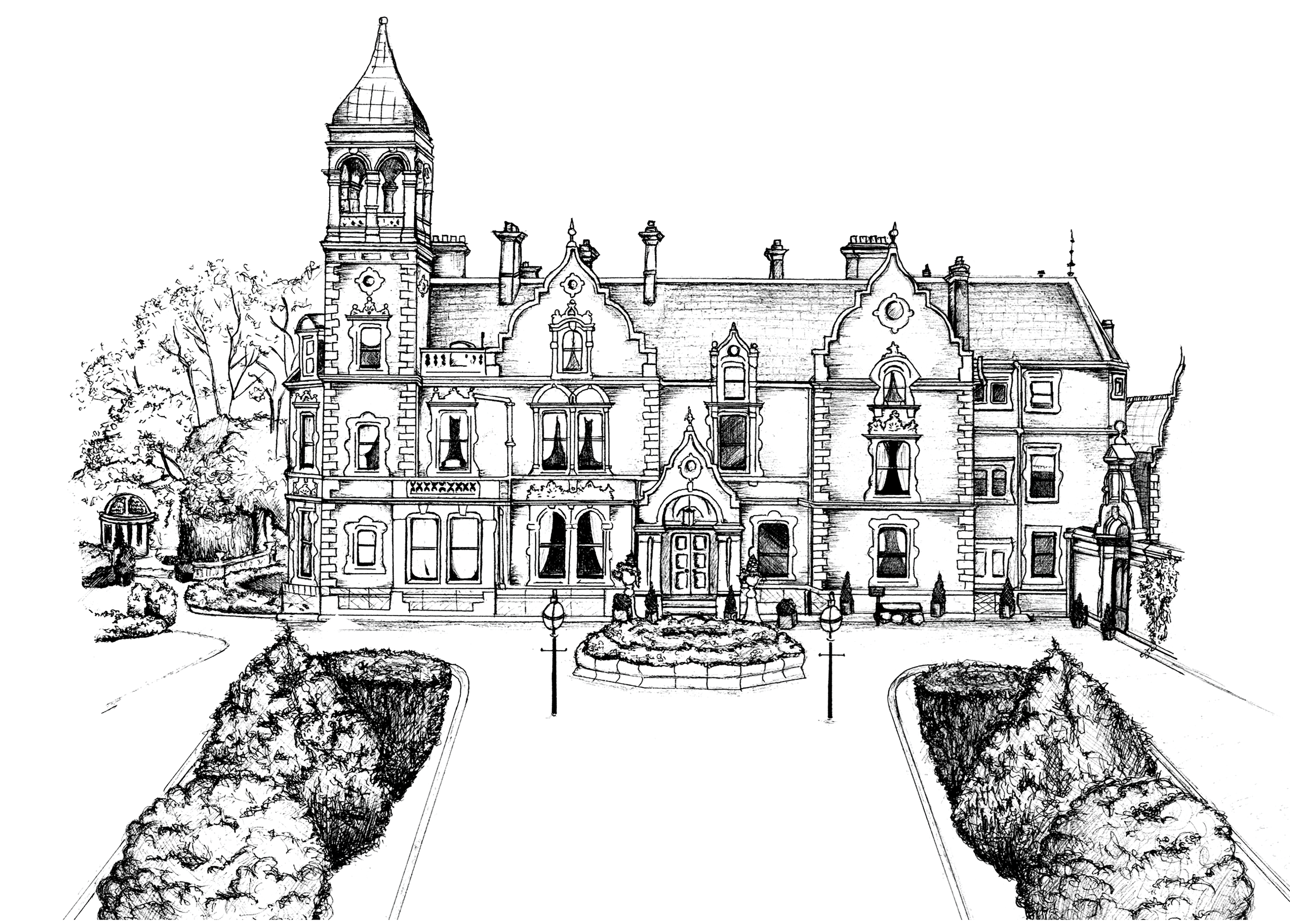 Killashee Hotel Ink Venue Print