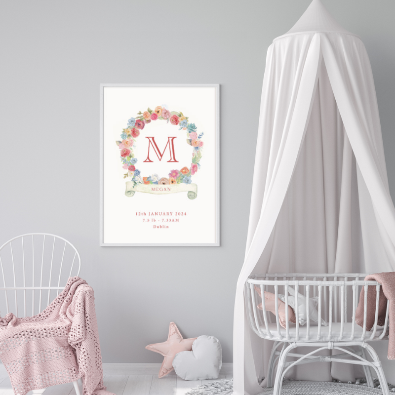 Floral Wreath Nursery Prints