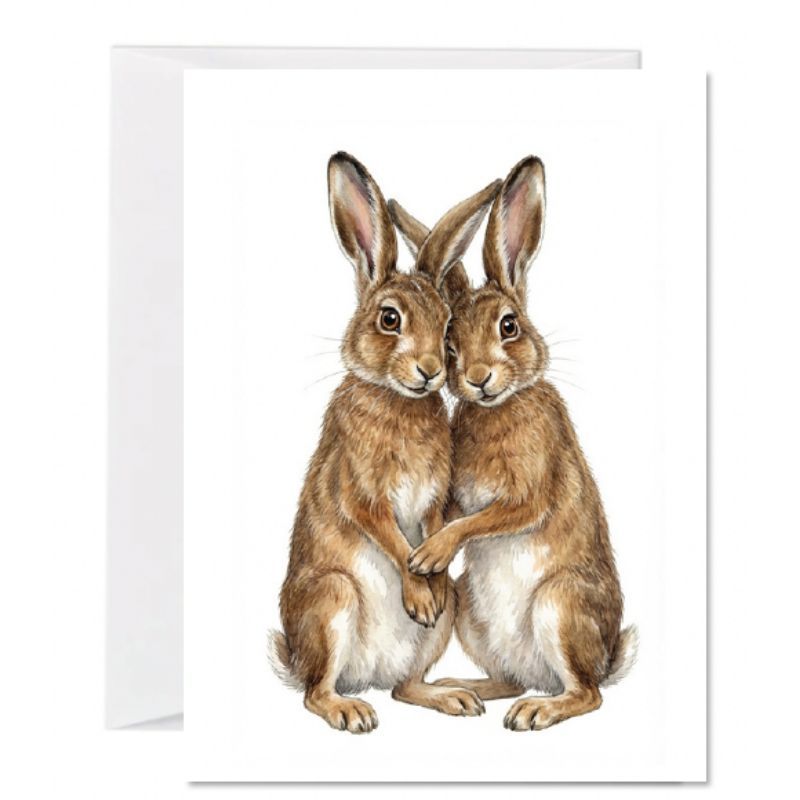 Hares in Harmony, Greeting Card