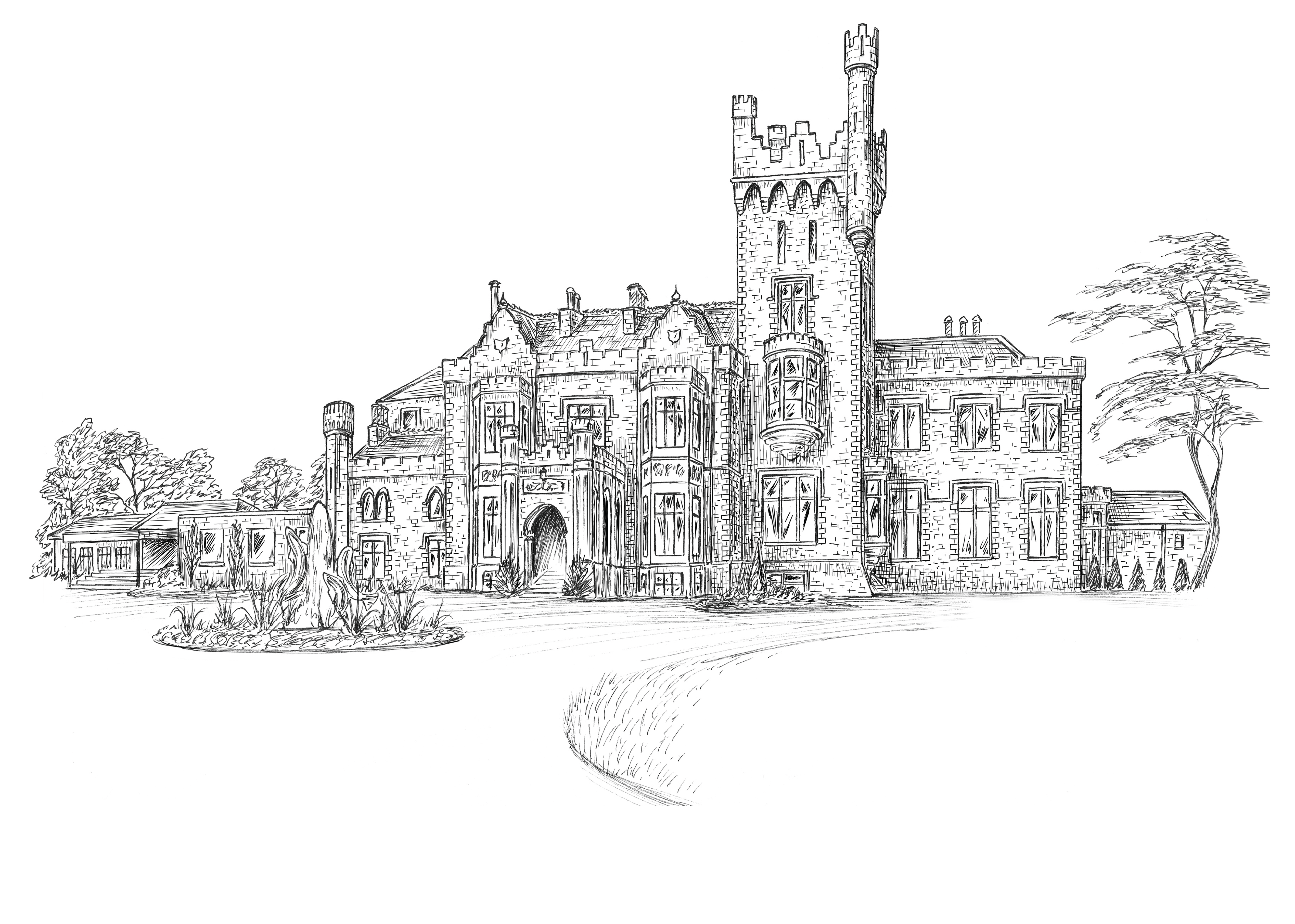 Lough Eske Castle Ink Venue Print