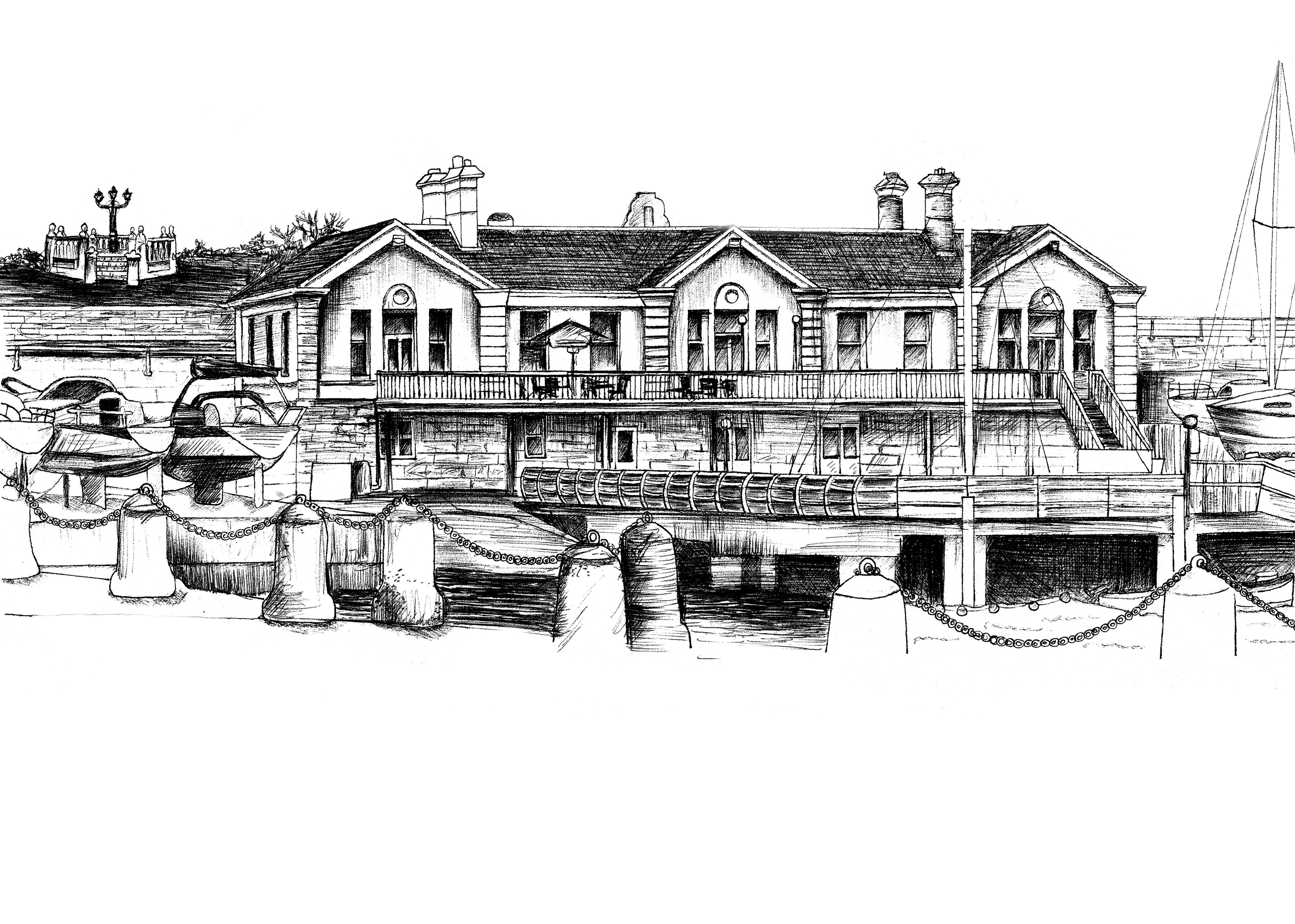 Royal St George Yacht Club Ink Venue Print