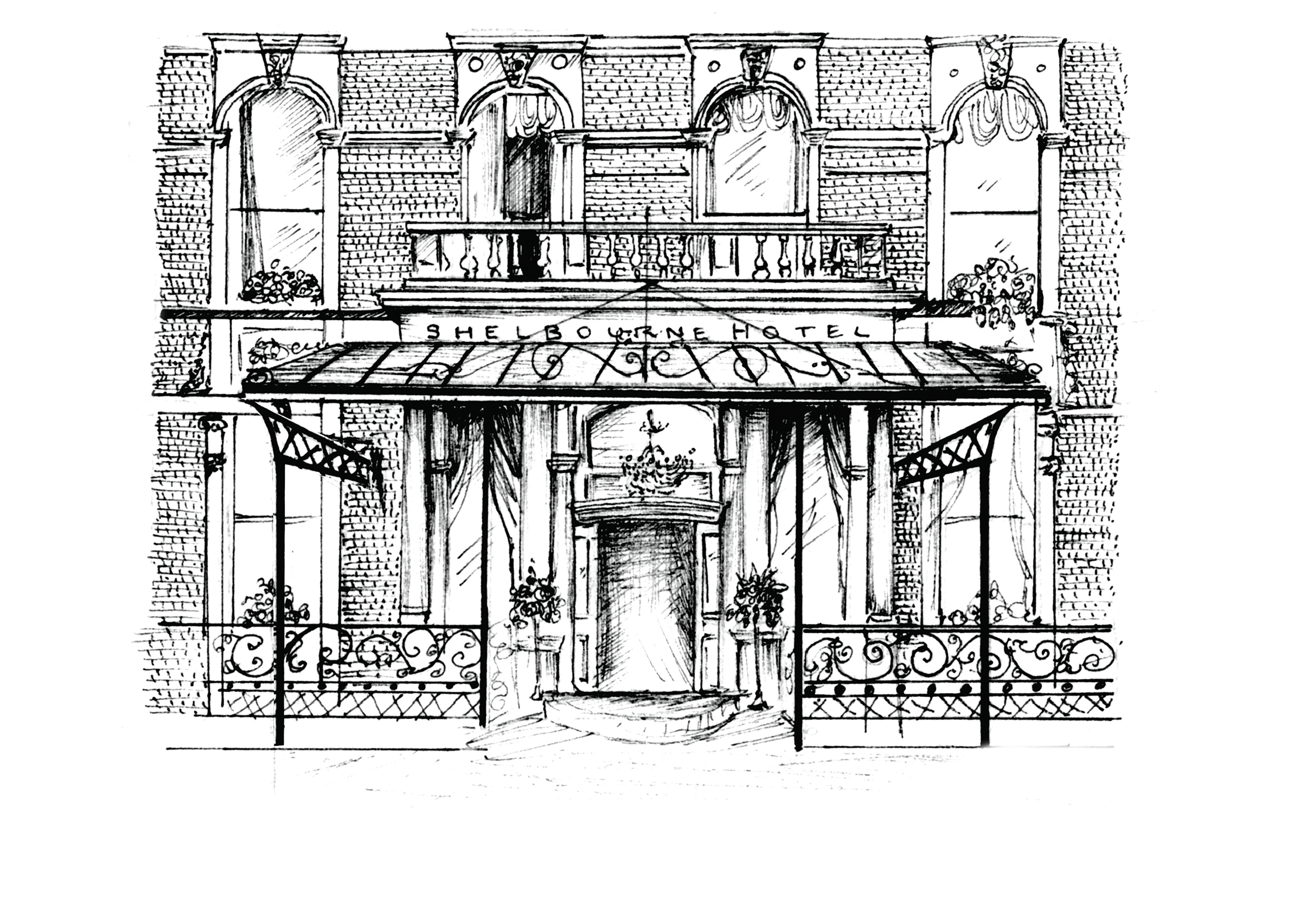 The Shelbourne Entrance Ink Venue Print