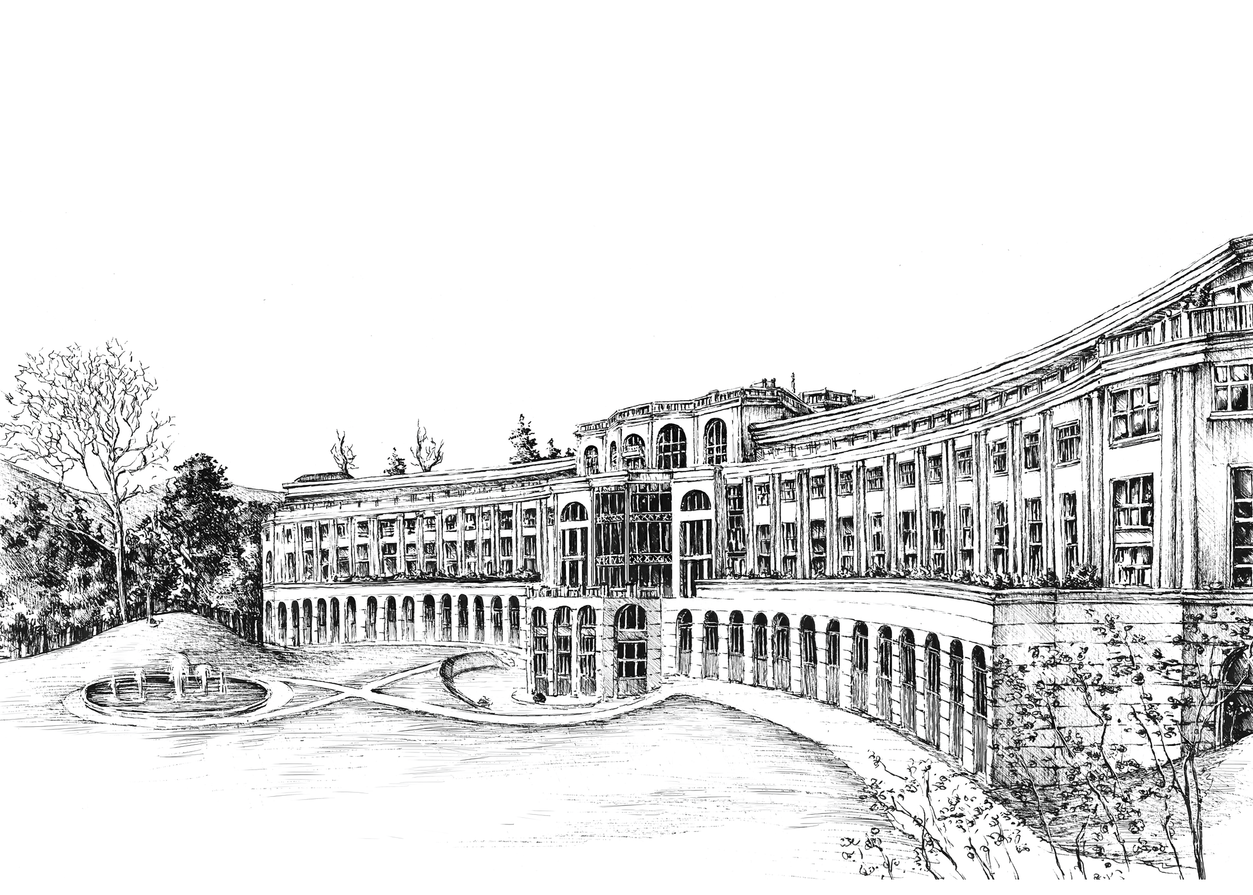 Powerscourt Hotel Ink Venue Print