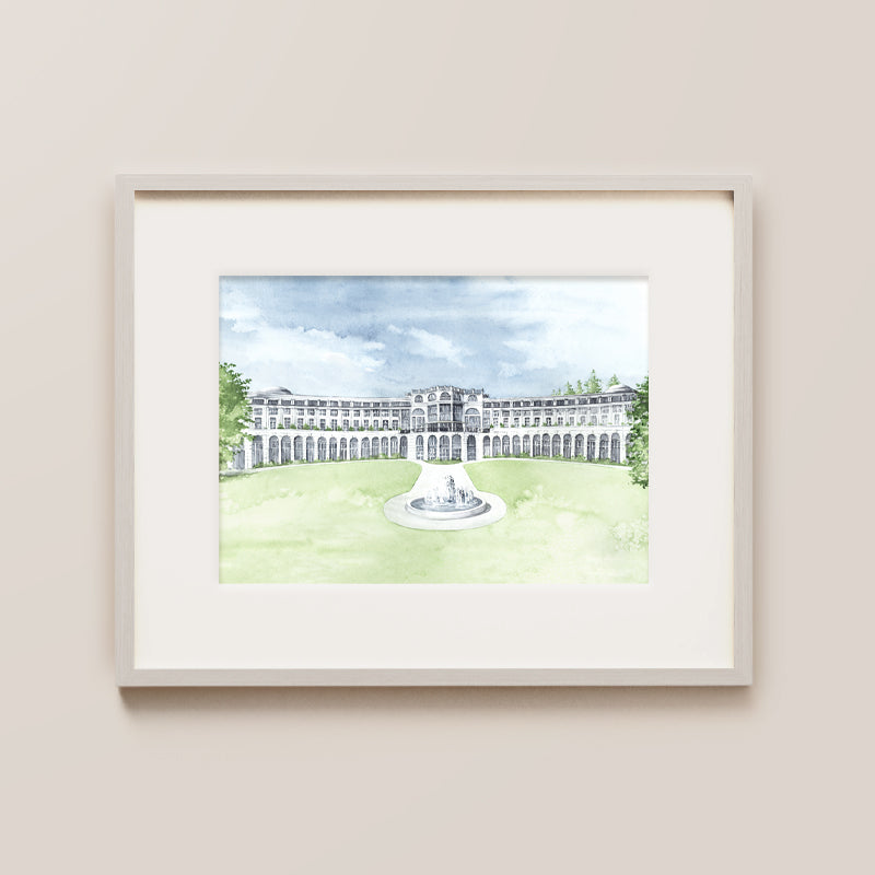 Powerscourt Hotel, Wicklow, Irish Watercolor Painting, Gift For Weddings, Anniversaries, Birthdays Or A Keepsake Include Names And Dates