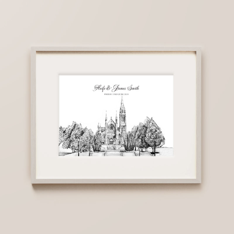 Saint Macartan's Cathedral Monaghan Ireland, Ink Print, Gift For Wedding, Anniversary, Birthdays Or Irish Keepsake (1)