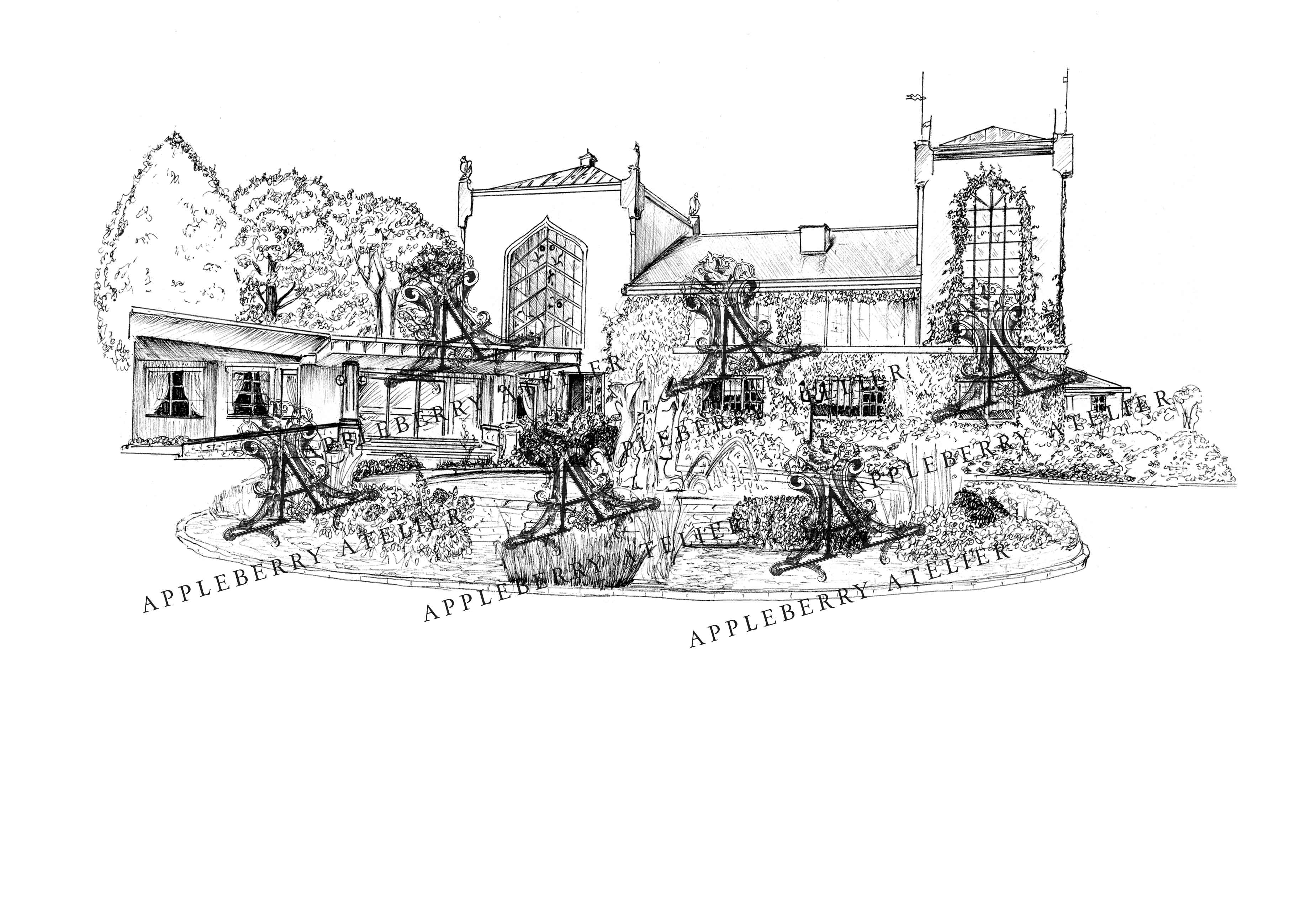 The Dunloe Hotel & Gardens Ink Venue Print