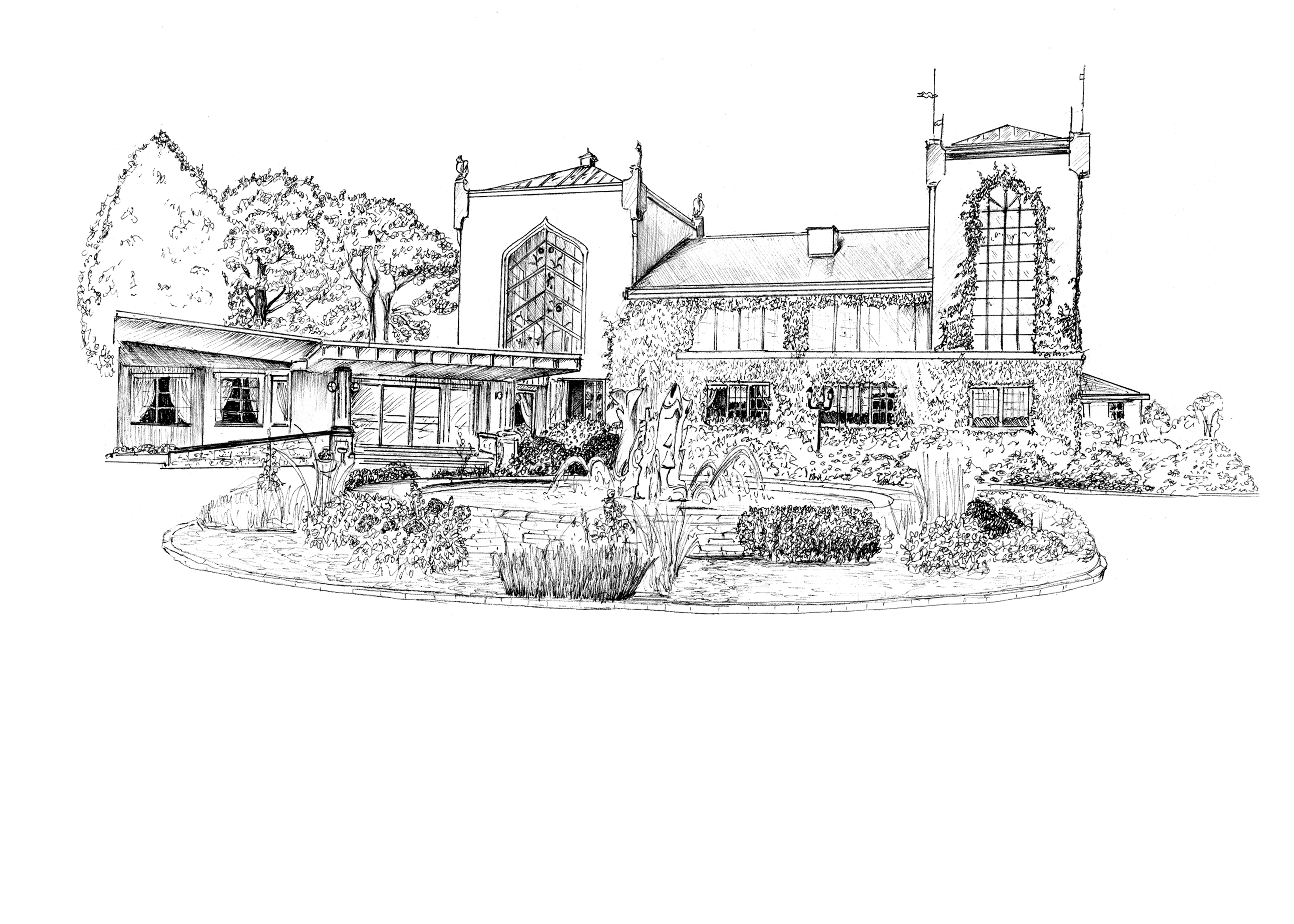 The Dunloe Hotel & Gardens Ink Venue Print