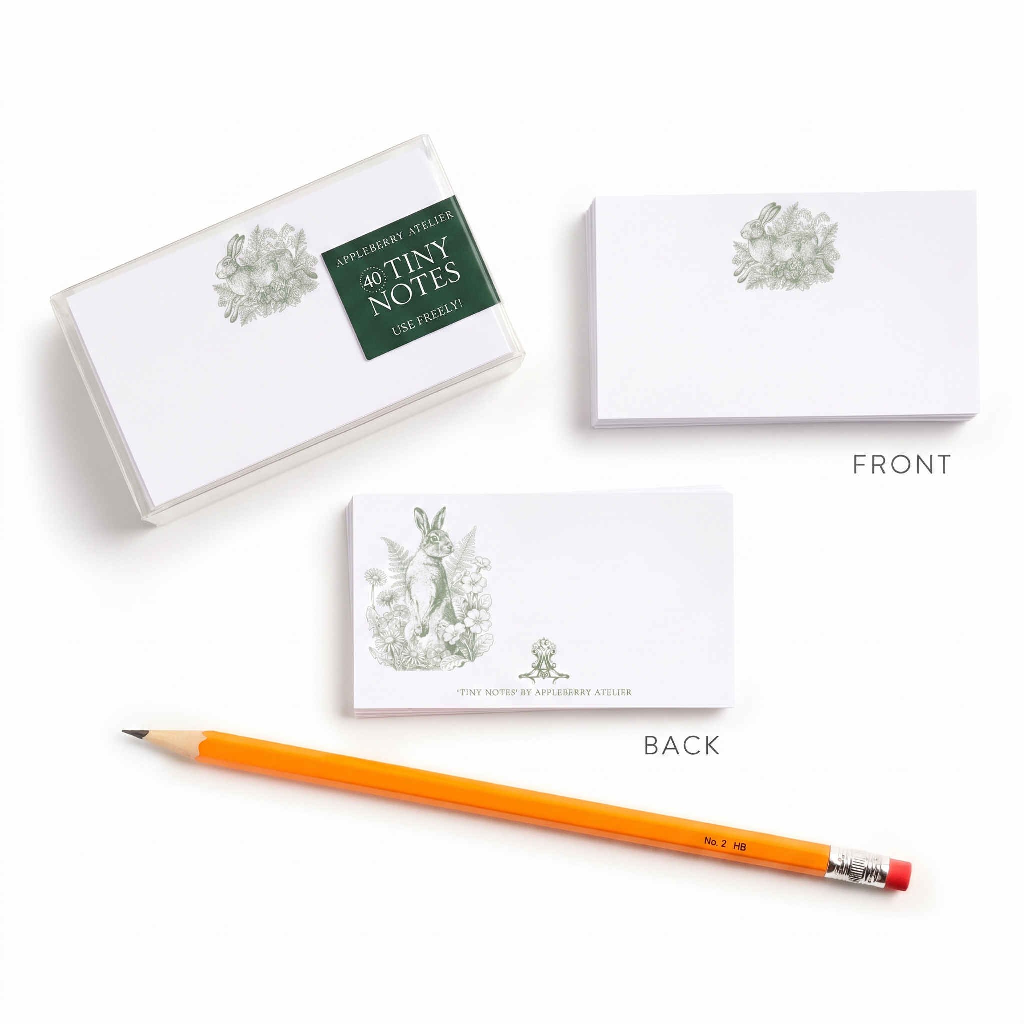 Wild Hare Tiny Notes set of 40 luxury mini note cards in reusable keepsake box