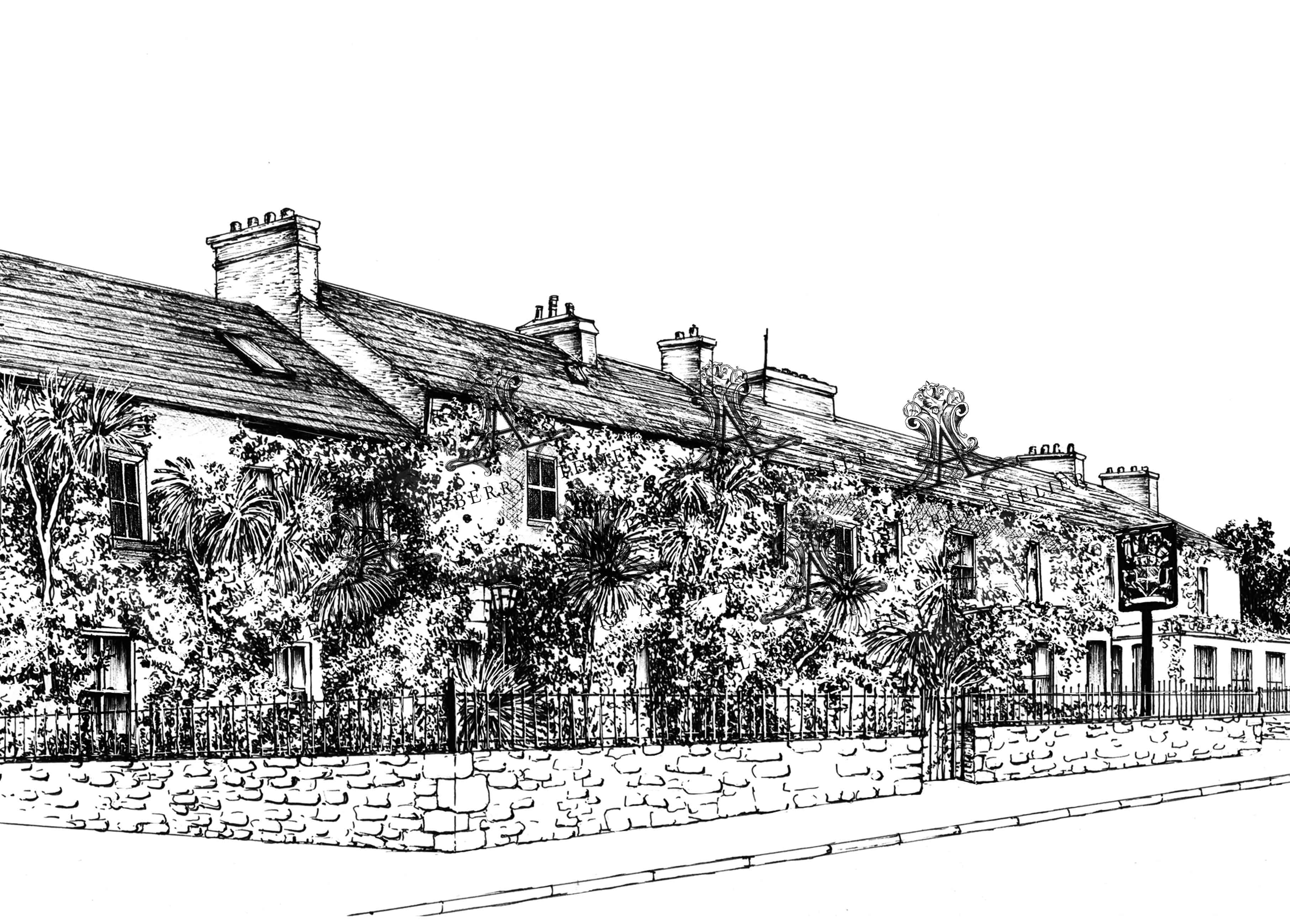 The Dunraven Arms Hotel Ink Venue Print